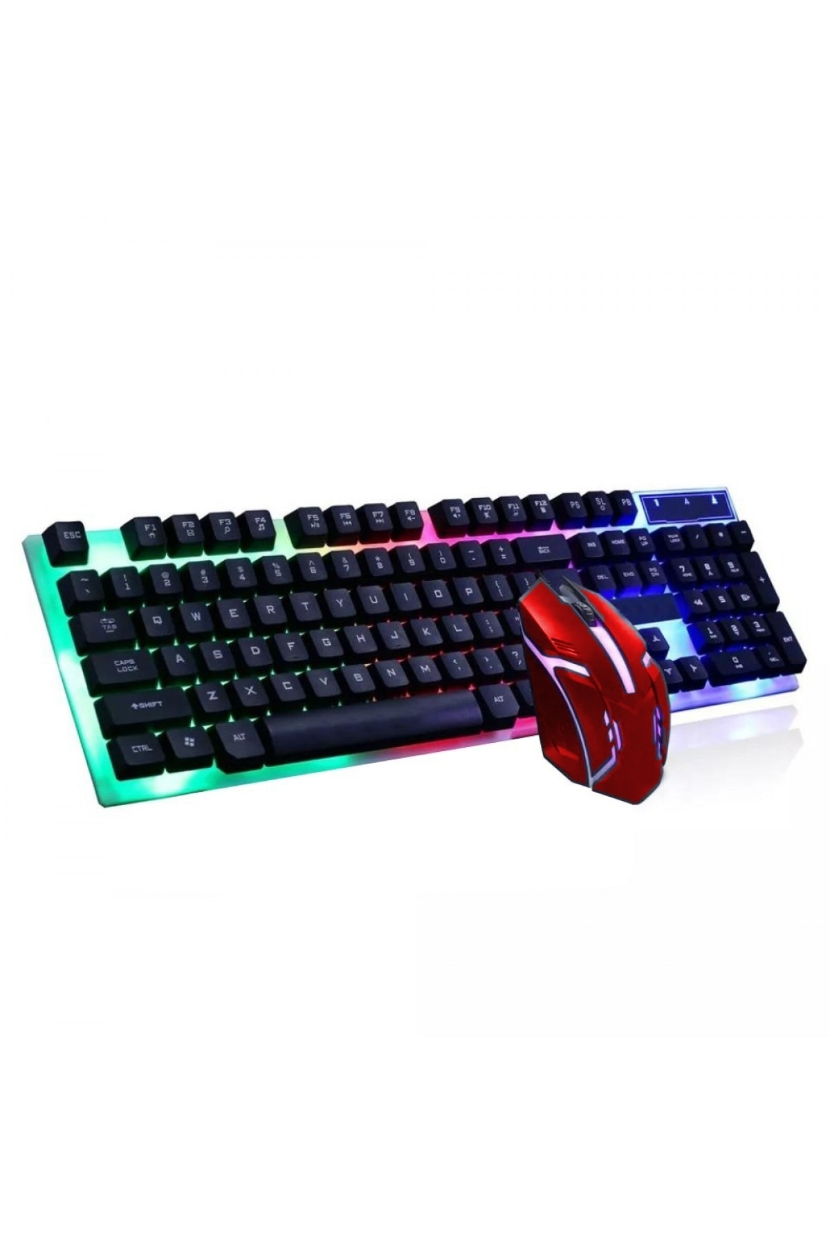 Concord C-56red Gökkuşağı Efektli Led Işıklı Oyuncu Klavye Mouse Tr Q