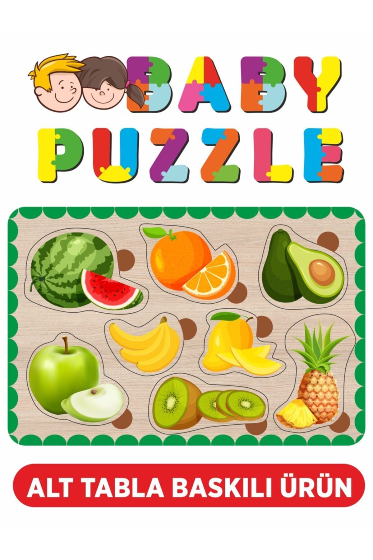 Baskı Atölyesi Sebzeler Elma, Karpuz, Muz, Kivi, Portakal Bul-tak Ahşap Puzzle