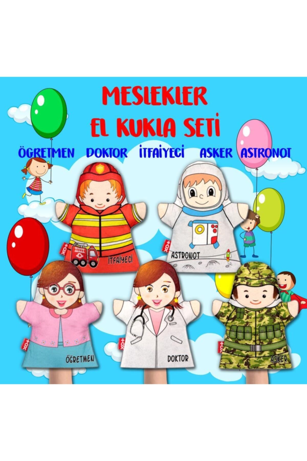 Tox 5 Parça Meslekler El Kukla Set , Eğitici Oyuncak