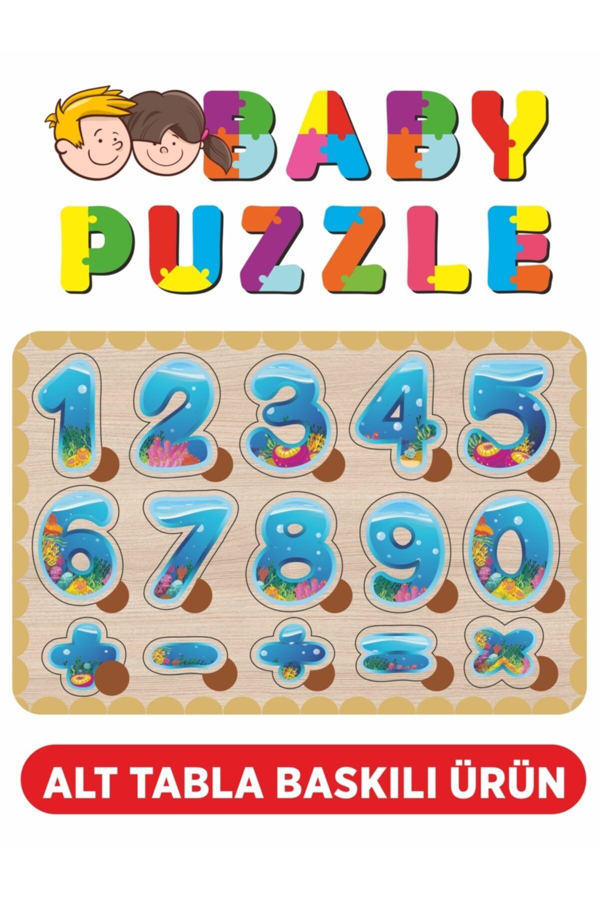 Baskı Atölyesi Rakamlar, Çarpma, Çıkarma, Toplama, Bölme Işaretleri Bul-tak Ahşap Puzzle