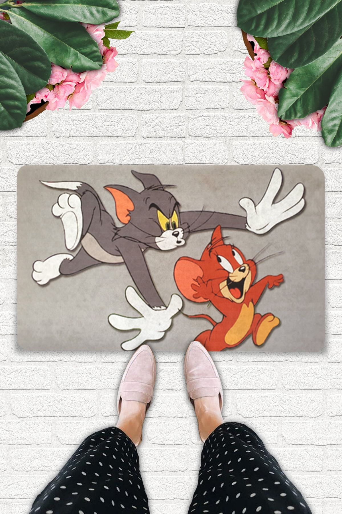 Uygur Home Tom Ve Jerry Temalı Dekoratif Çok Amaçlı Paspas (kapıönü, Banyo, Bilgisayaraltı,çocuk Odası Vb.)
