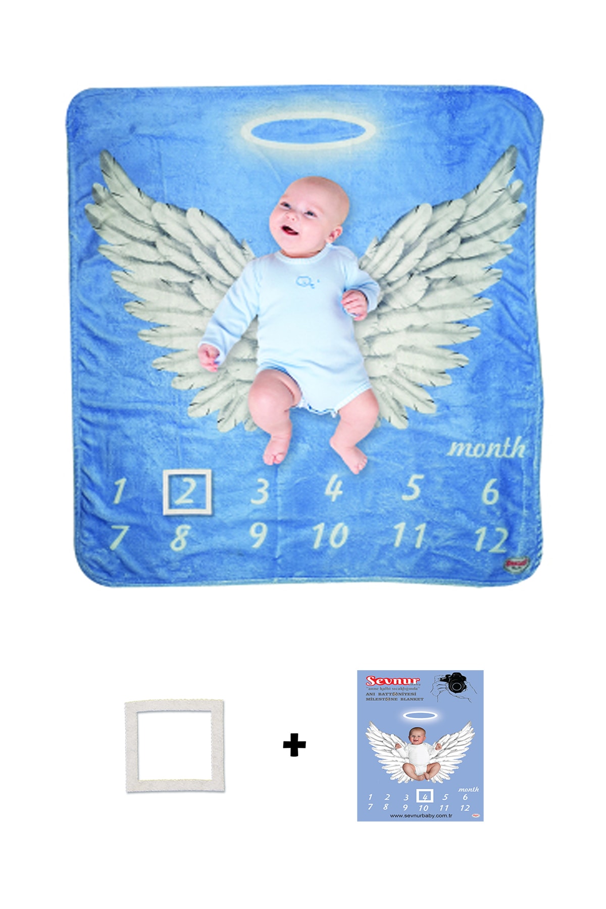 Sevnur Baby Taçlı Melek Peluş Bebek Yeni Doğan Hediyesi Aylık Fotoğraf Çekim Anı Battaniyesi