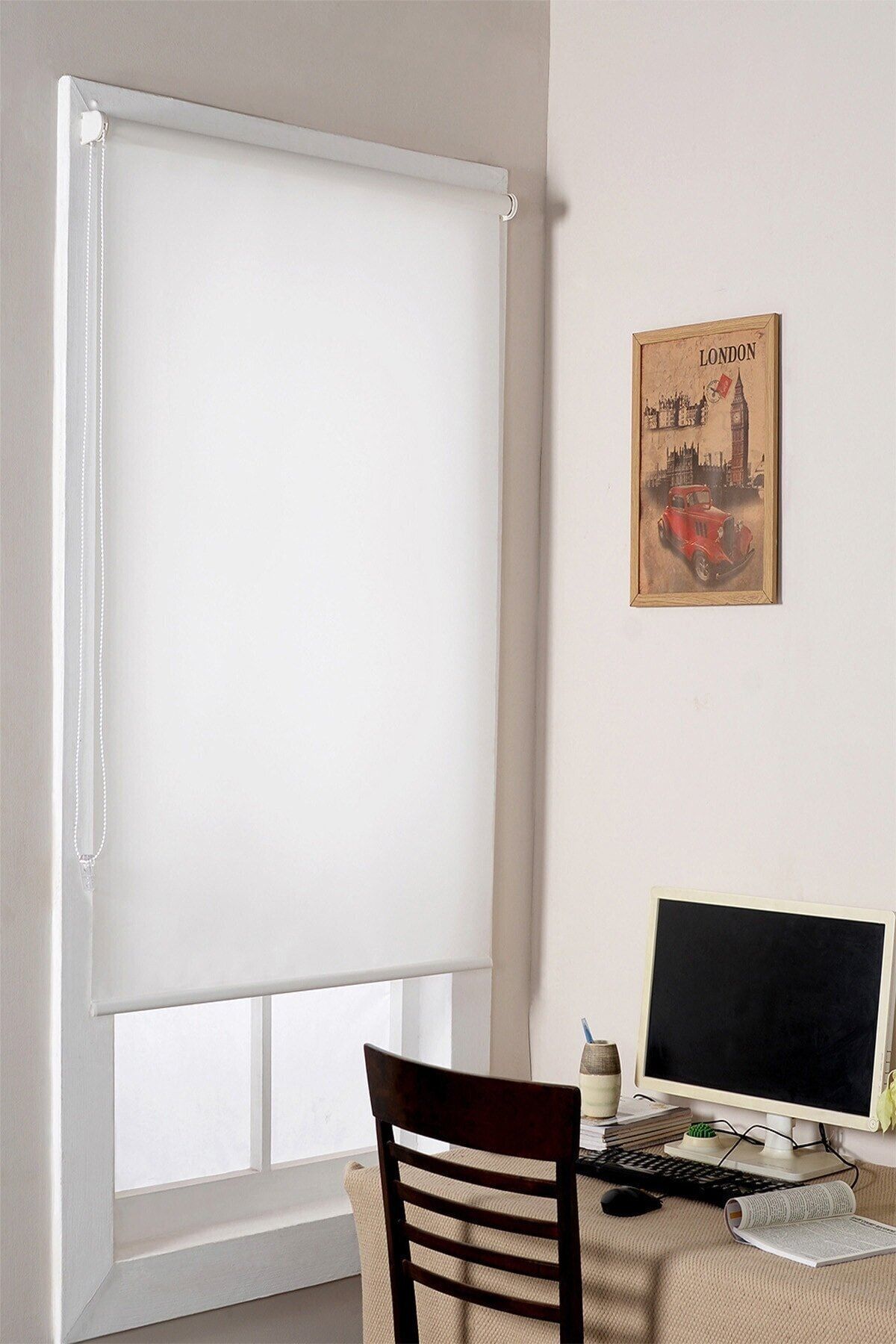 Arzey Home Stor Perde Güneşlik Beyaz Dilimsiz