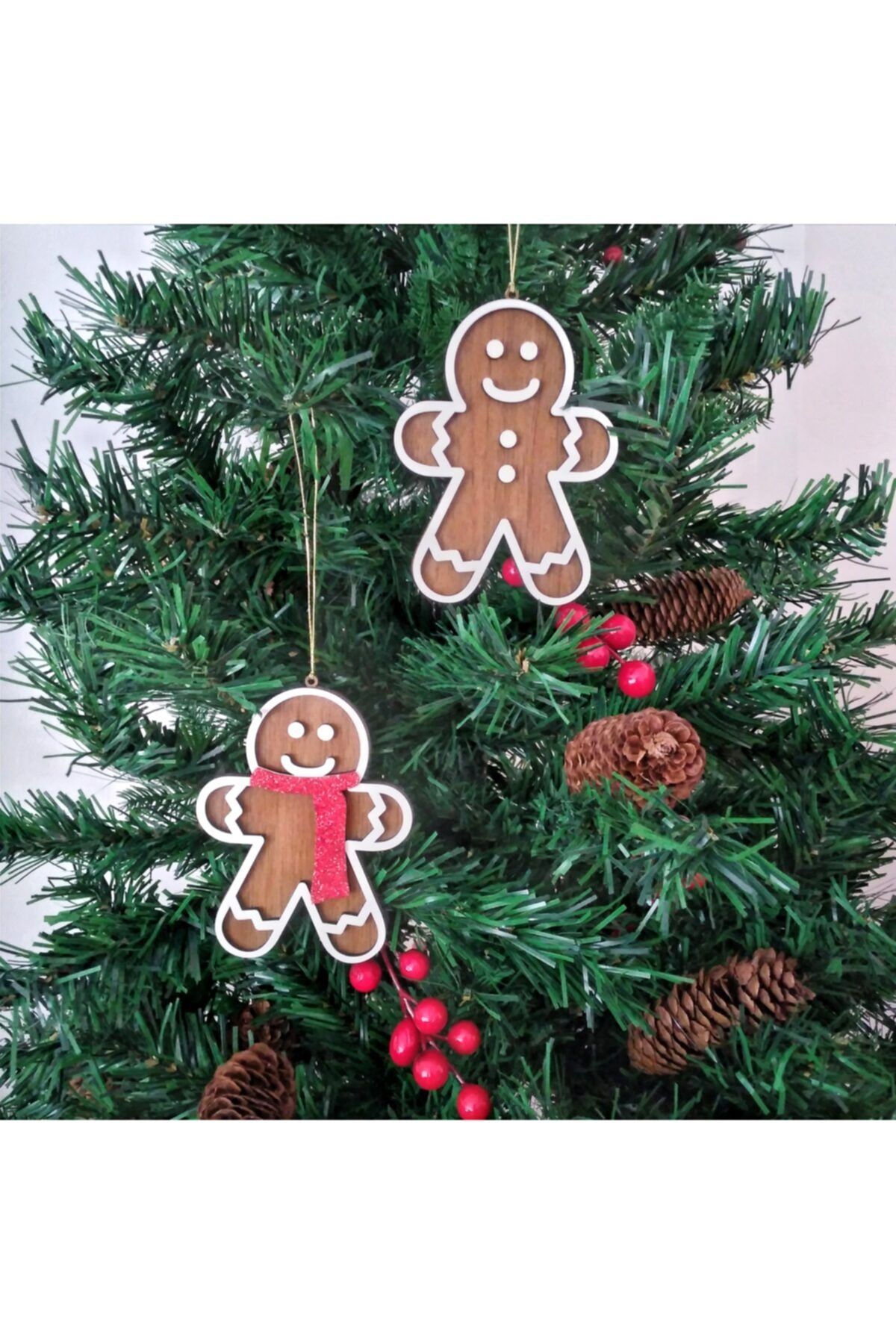 Pozitif Deco 2022 Merry Christmas Mutlu Yıllar 2'li Kurabiye Adam Yılbaşı Ağaç Süsü