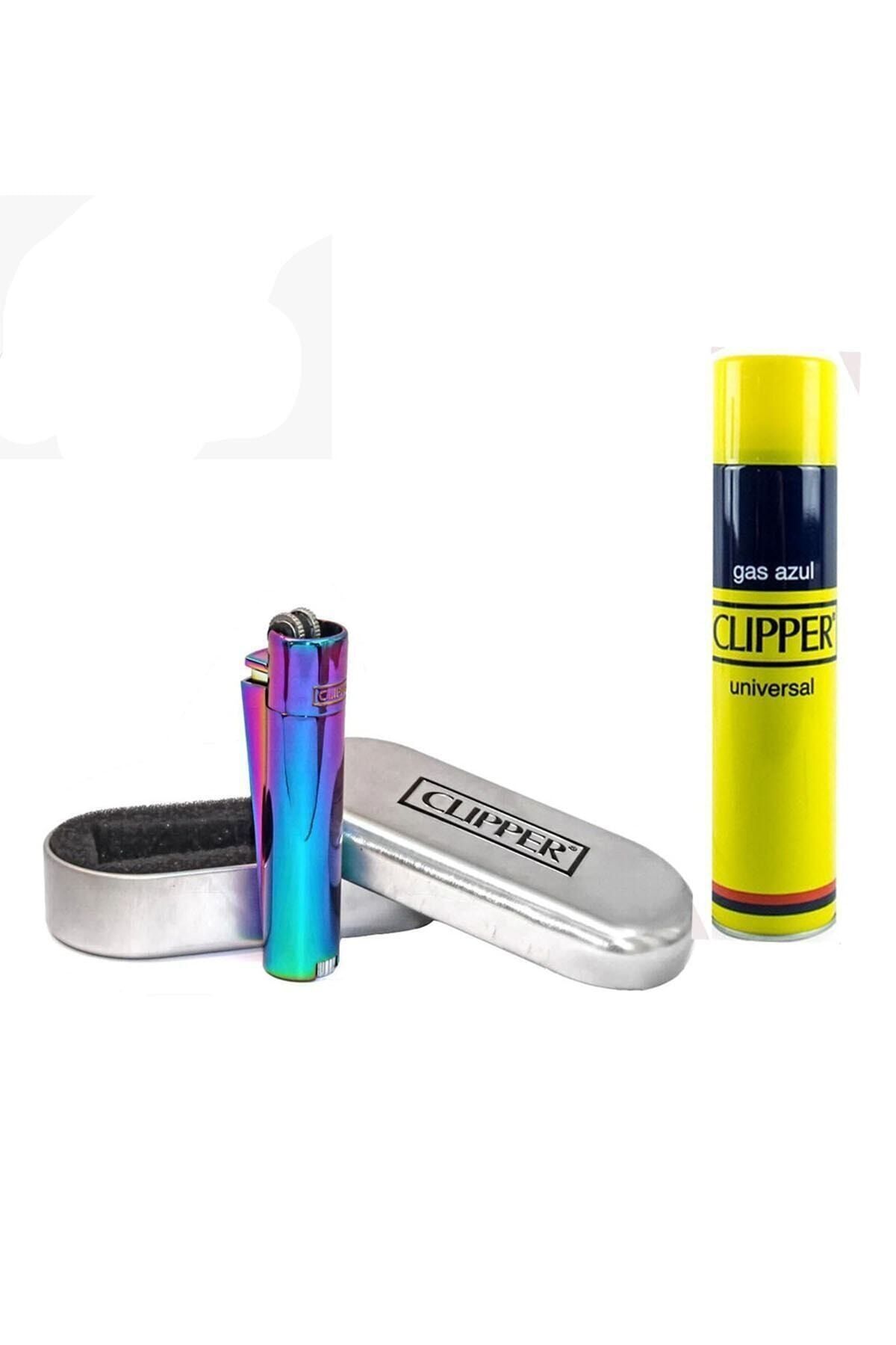 BSD GİFTED Metal Clipper Çakmak Kutulu Gökkuşağı Clipper Çakmak Gazı Hediye