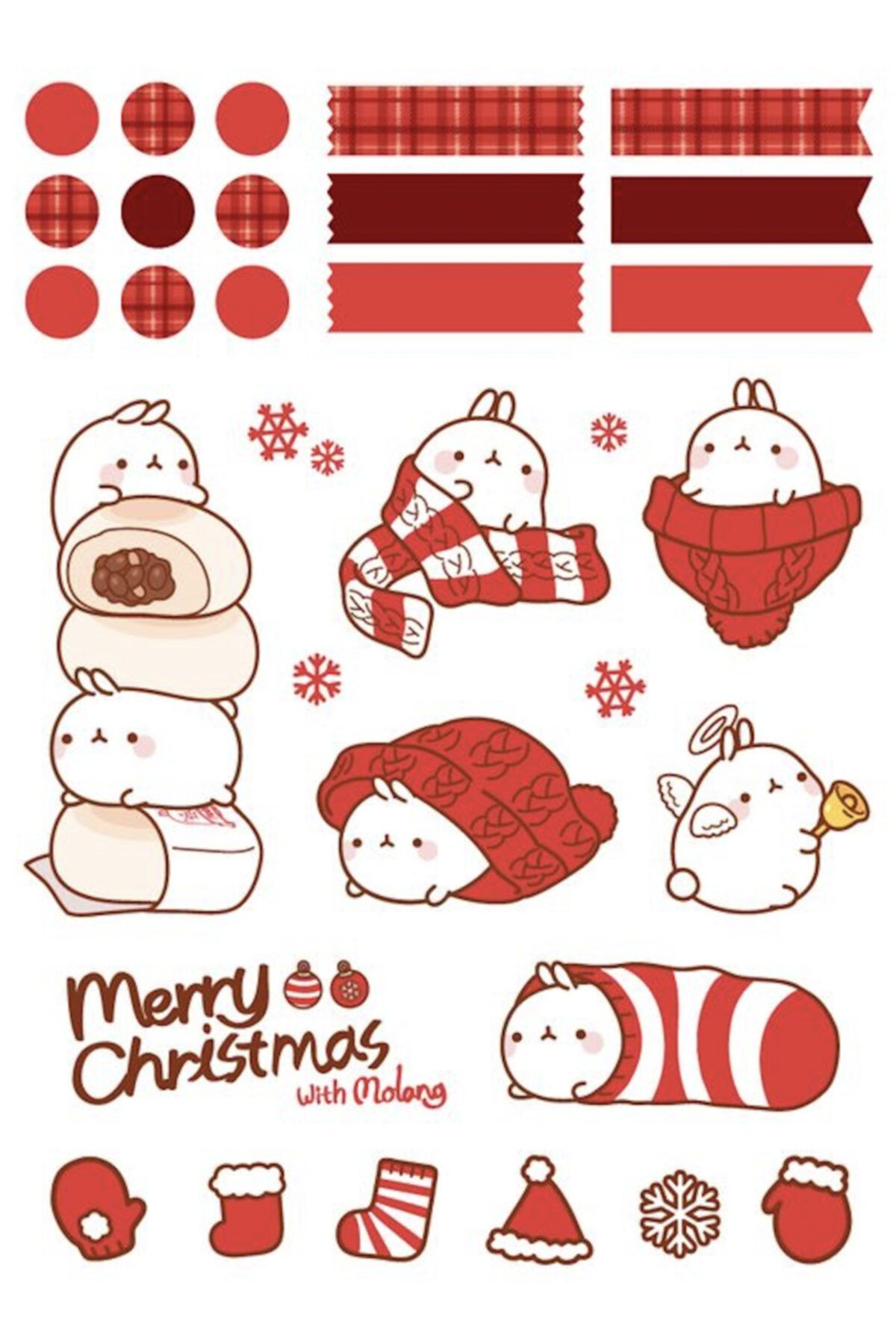 Atölye Semperra Merry Christmas Tasarımlı Sevimli Sticker Seti - Merry Christmas Yılbaşı Etiket - Çıkartma