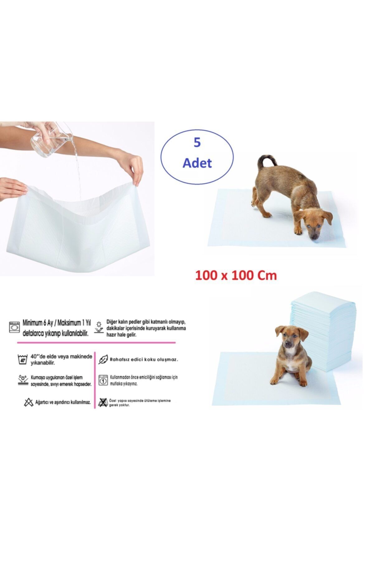 Skygo Yıkanabilir Köpek Çiş Pedi - 100 X 100 Cm 5li Paket-