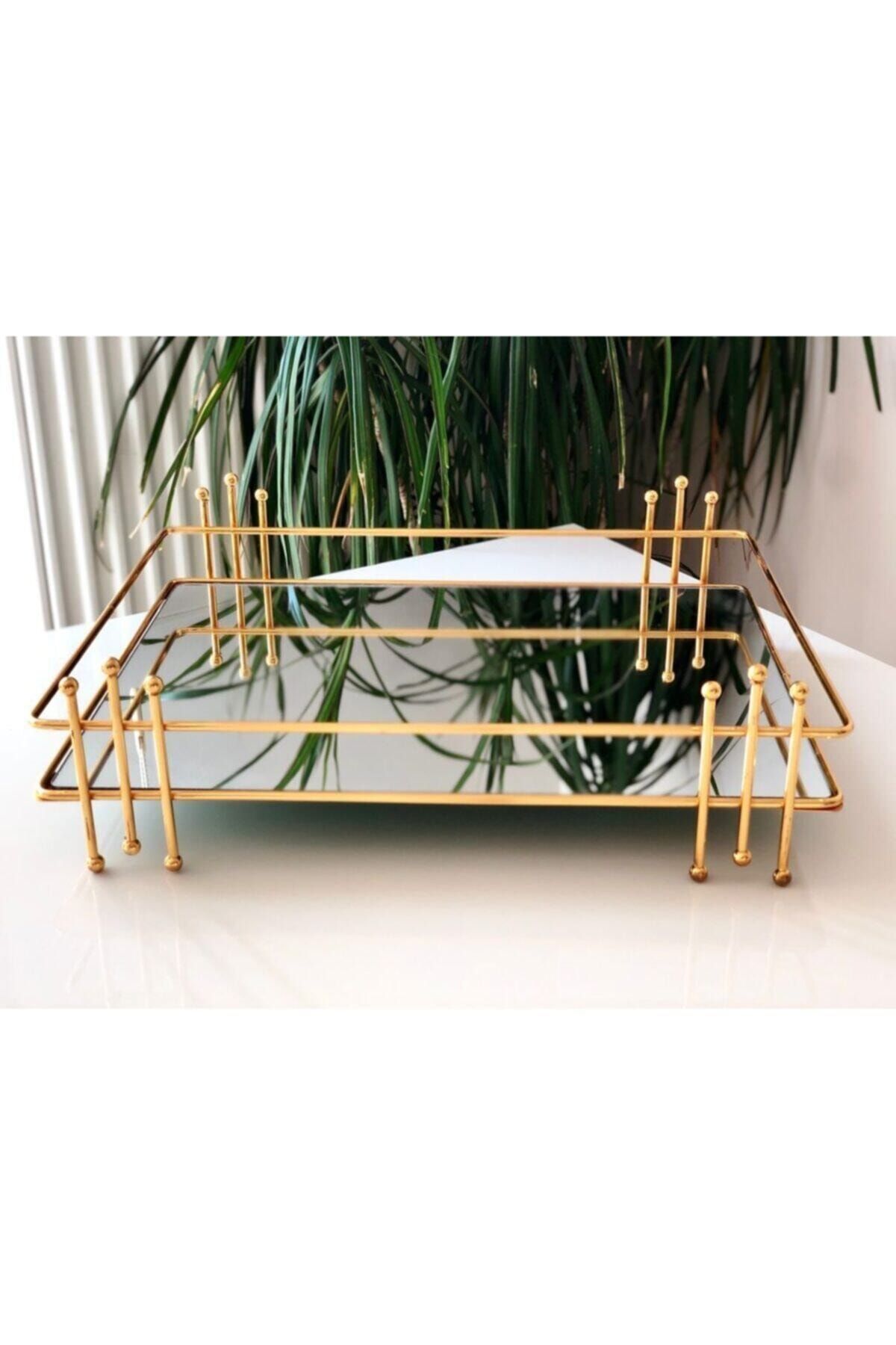 Sillage Home Dekoratif Aynalı Sunum Tepsisi,30*40 Gold Sunum Tepsisi