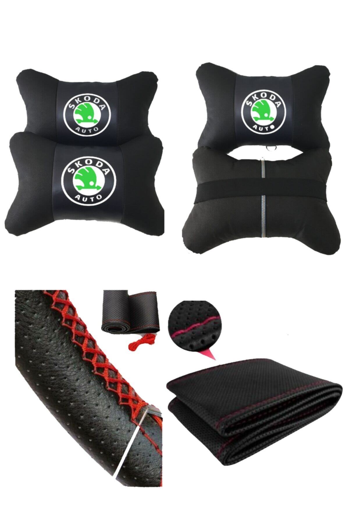 AYAZGURUP Skoda Forman Dikmeli Direksiyon Kılıfı + 5d Ortopedik Boyun Yastığı (2 Li Set)