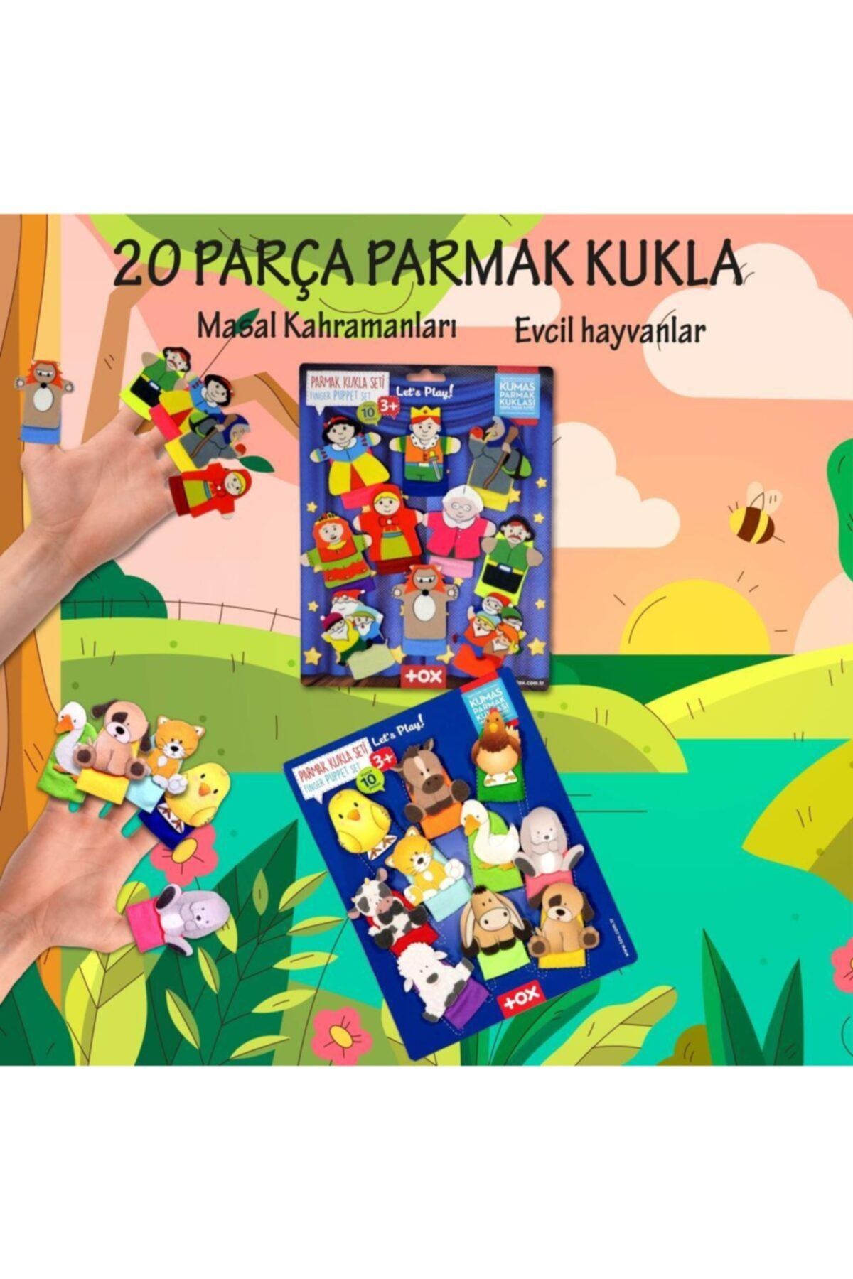 Tox 2 Set - 20 Parça Masal Kahramanları Ve Evcil Hayvanlar Parmak Kukla T771 T225