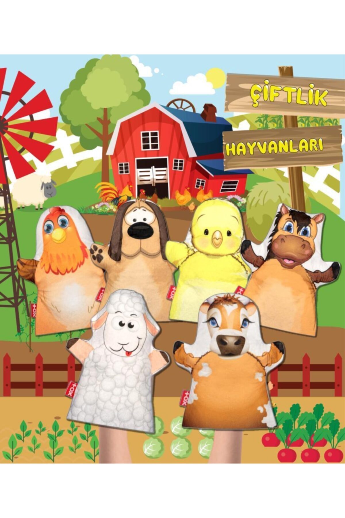 Tox 6 Parça Çiftlik Hayvanları Keçe El Kukla Set , Eğitici Oyuncak