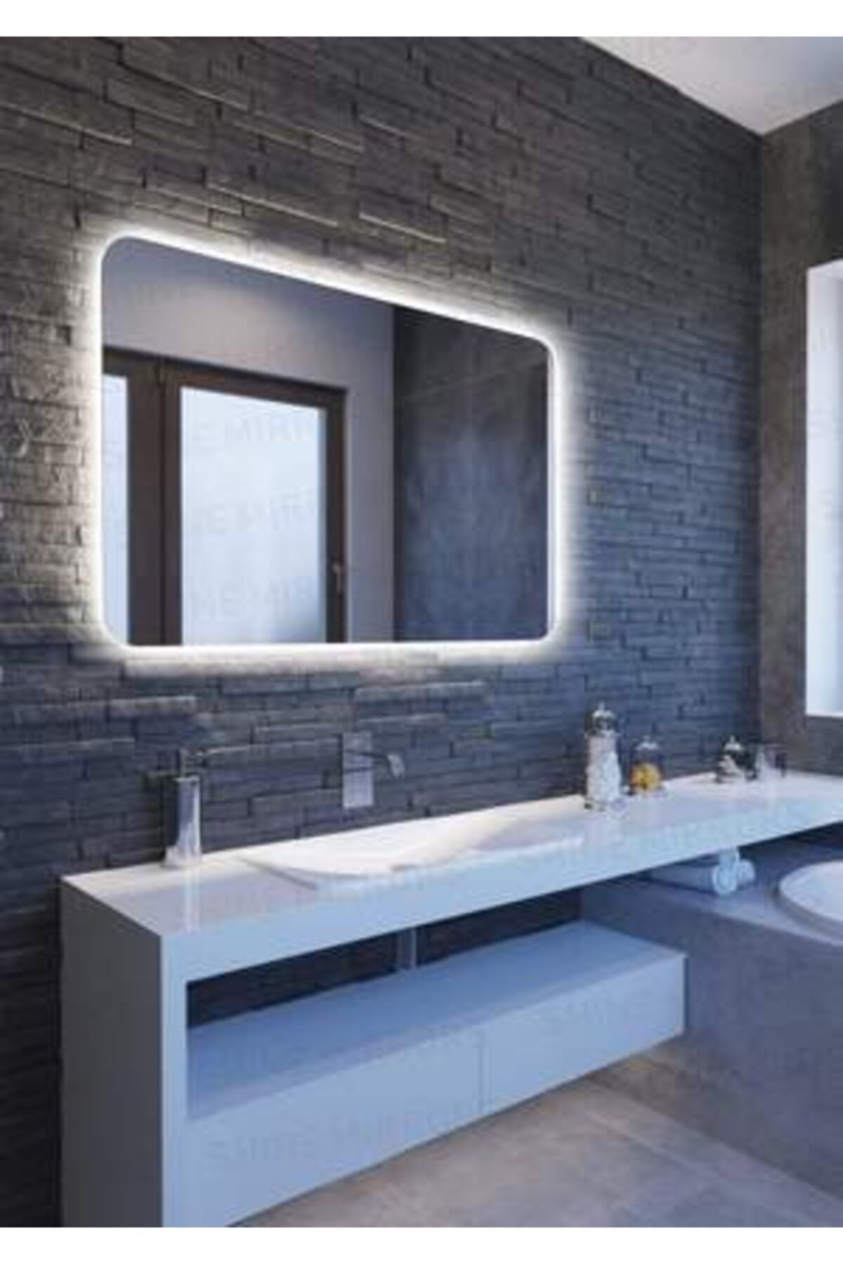 Toprak dekor 70*50 Ledli Banyo Aynası Günışığı