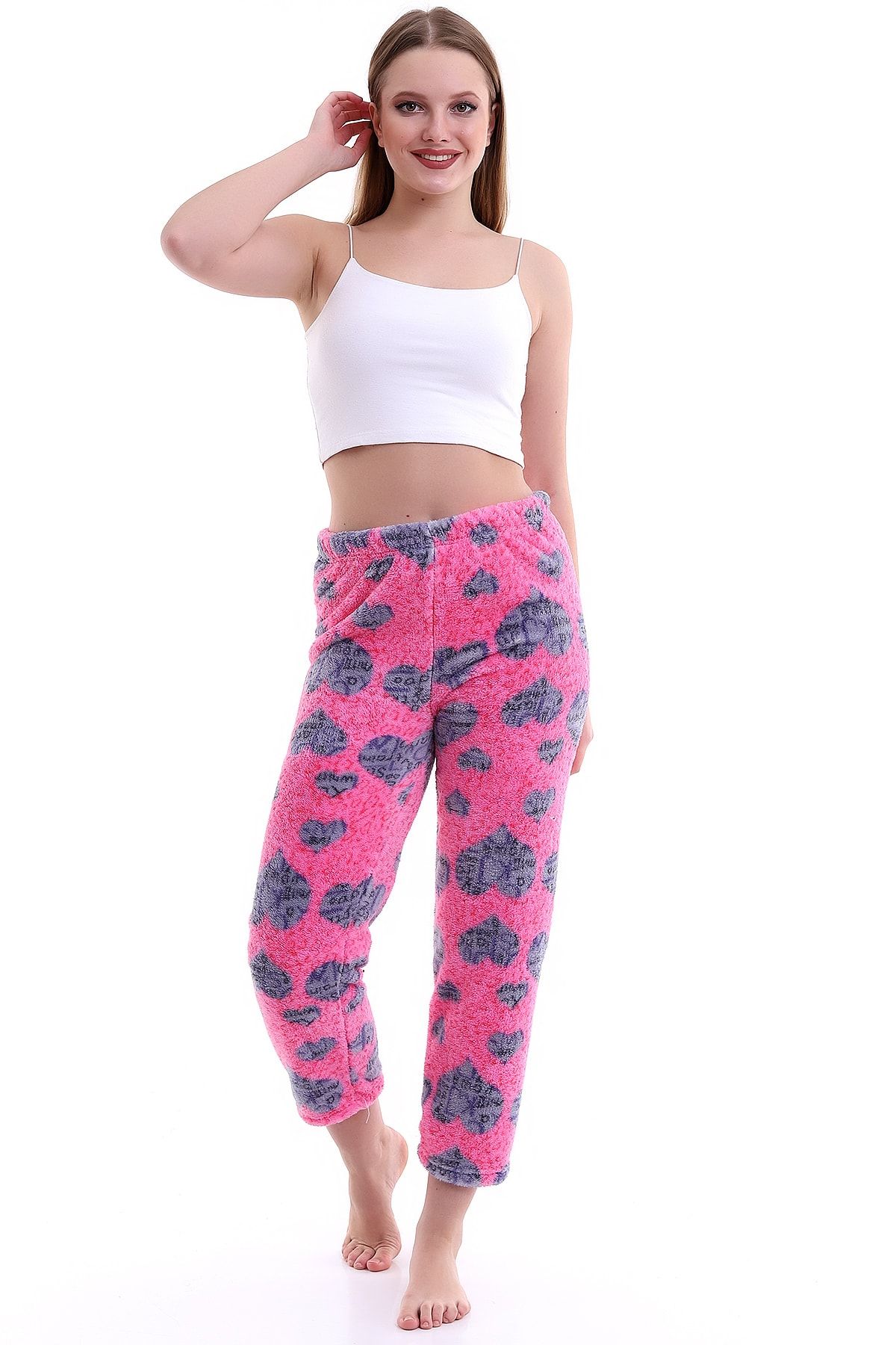 Golden Box Wellsoft Desenli Peluş Pijama Altı