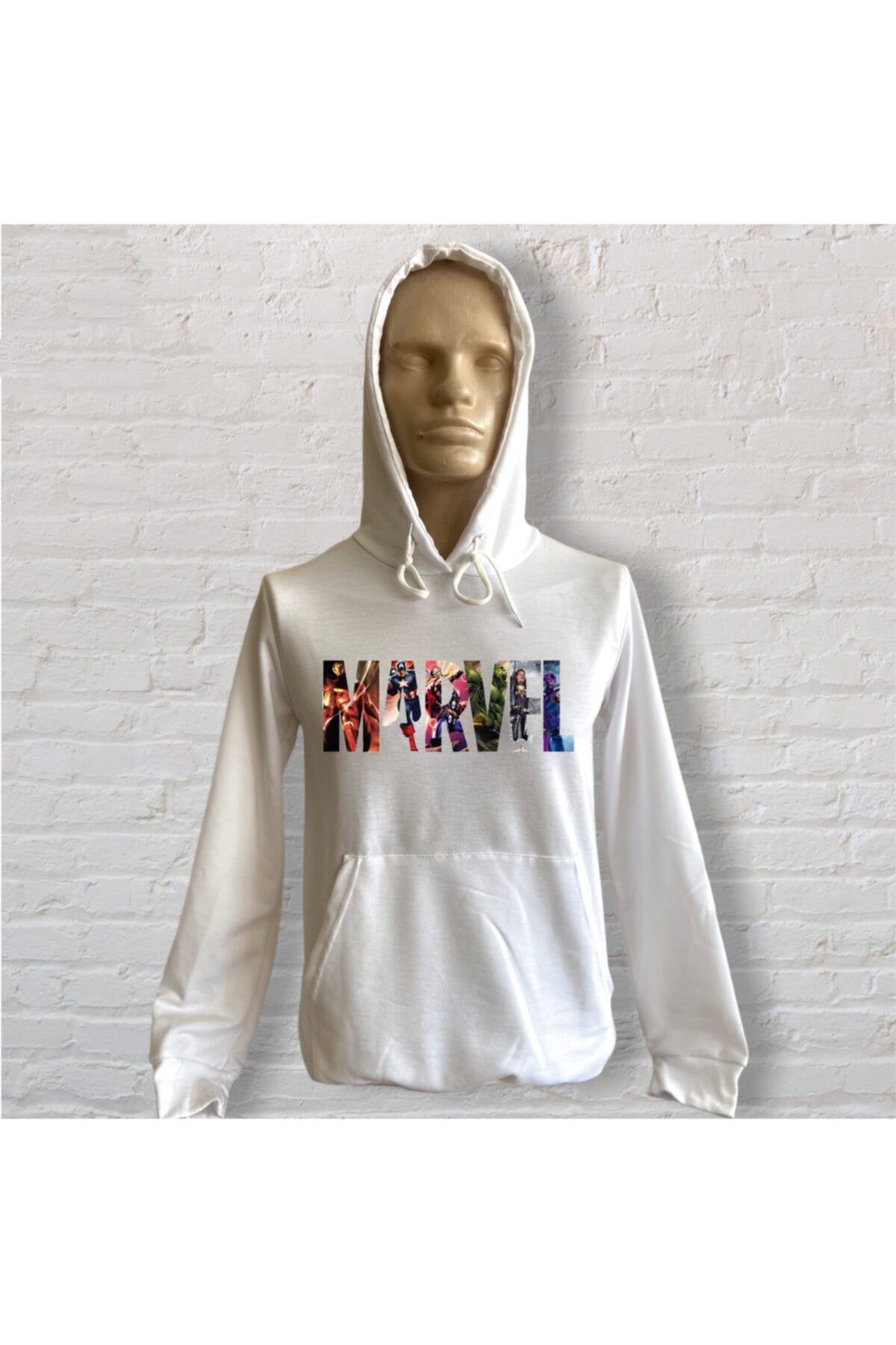 IDEA TASARIM Marvel Renkli Logo Desenli Tasarım Süblimasyon Baskılı Sweetshirt