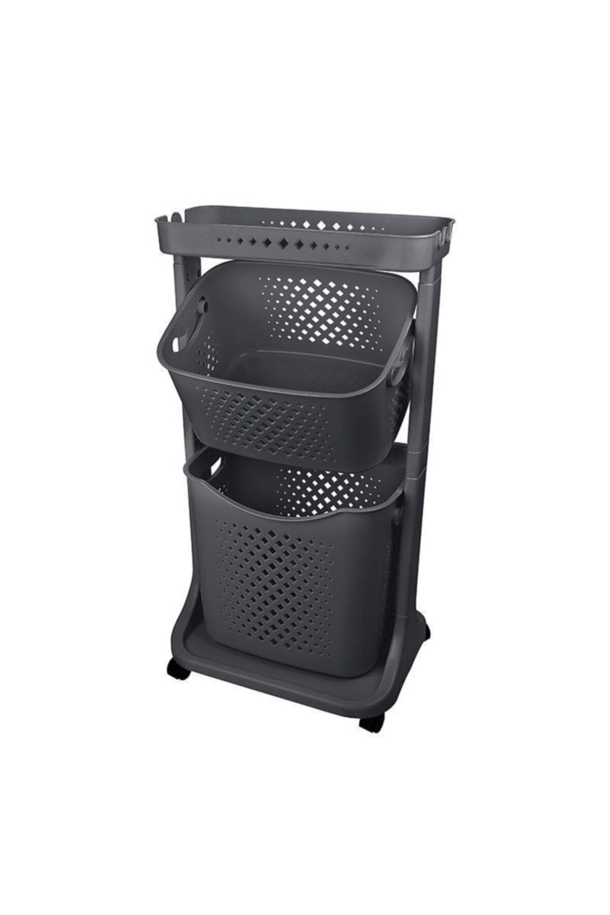 Webinay Home Banyo Mutfak Sepeti 2 Katlı Çok Amaçlı Tekerlekli Organizer