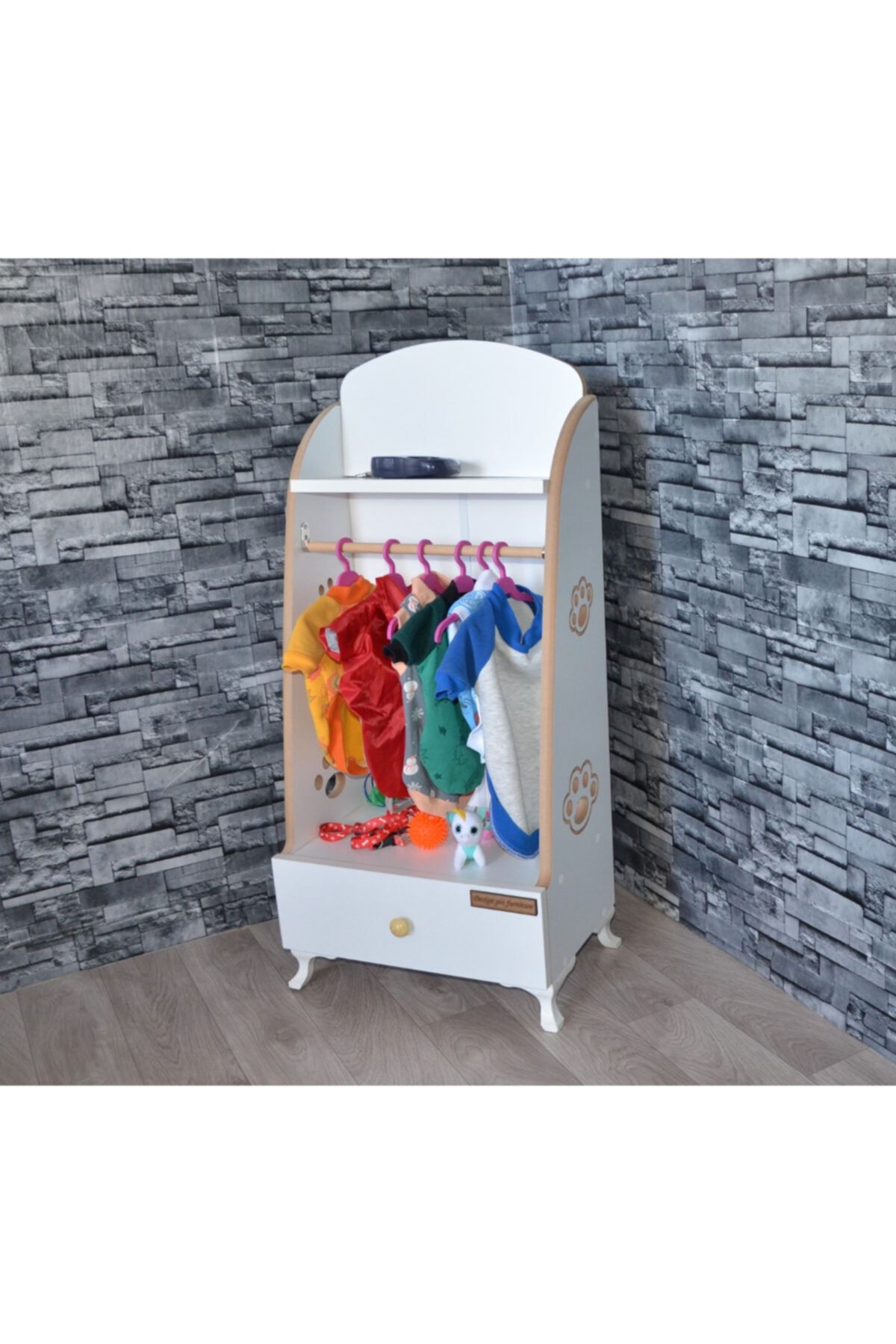 TMwooden Köpek Kıyafetleri Için Dolap, Köpek Giysileri Rafı, Evcil Hayvan Giysileri, Evcil Hayvan Dolapları