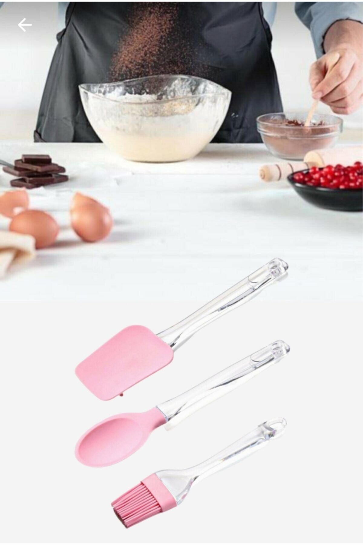 Kitchen Pembelia Şeffaf Saplı Silikon Yumurta Fırça,kaşık,spatula
