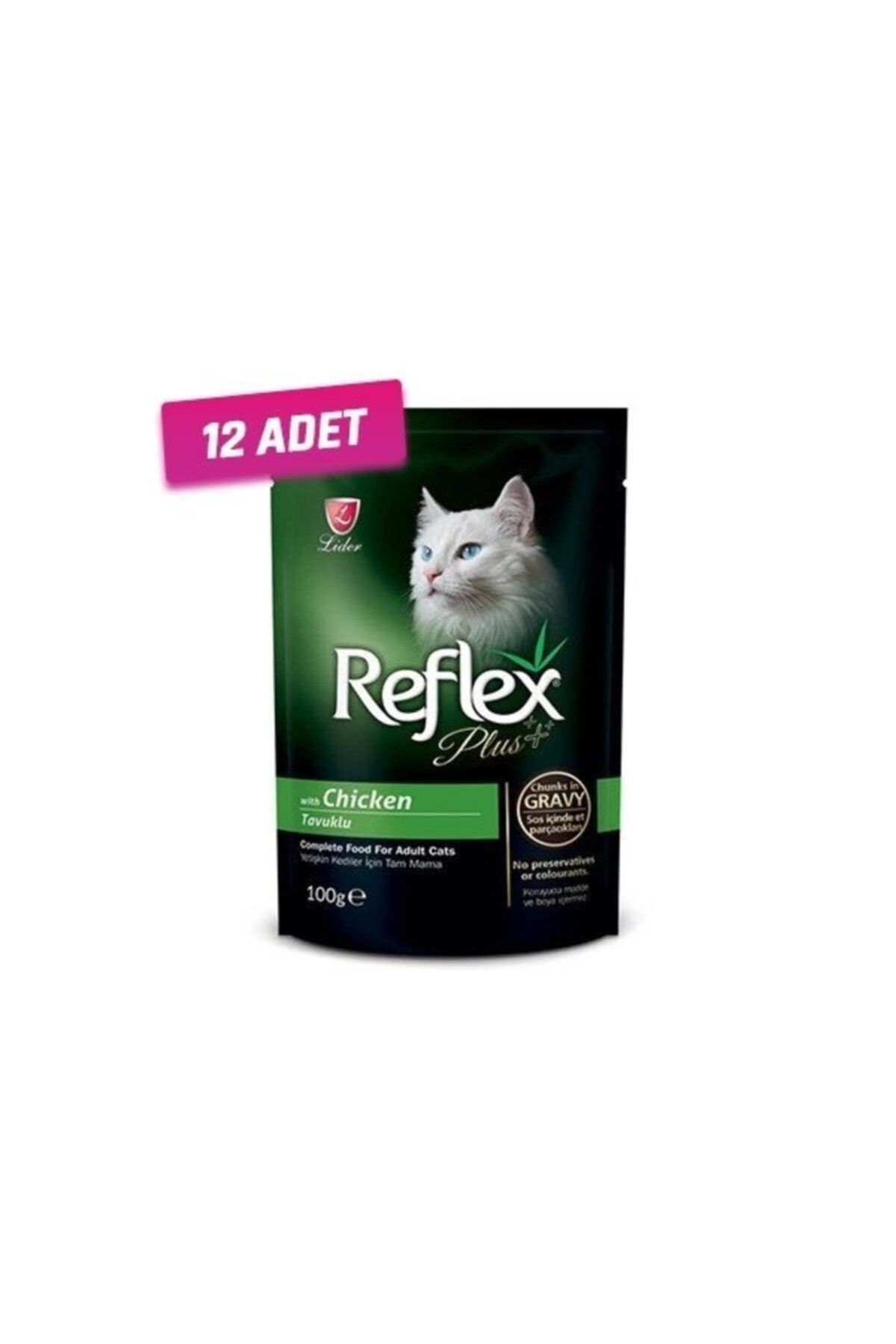 Reflex Plus 12 Adet - Tavuklu Sos Içinde Parça Etli Konserve Kedi Maması 100 Gr