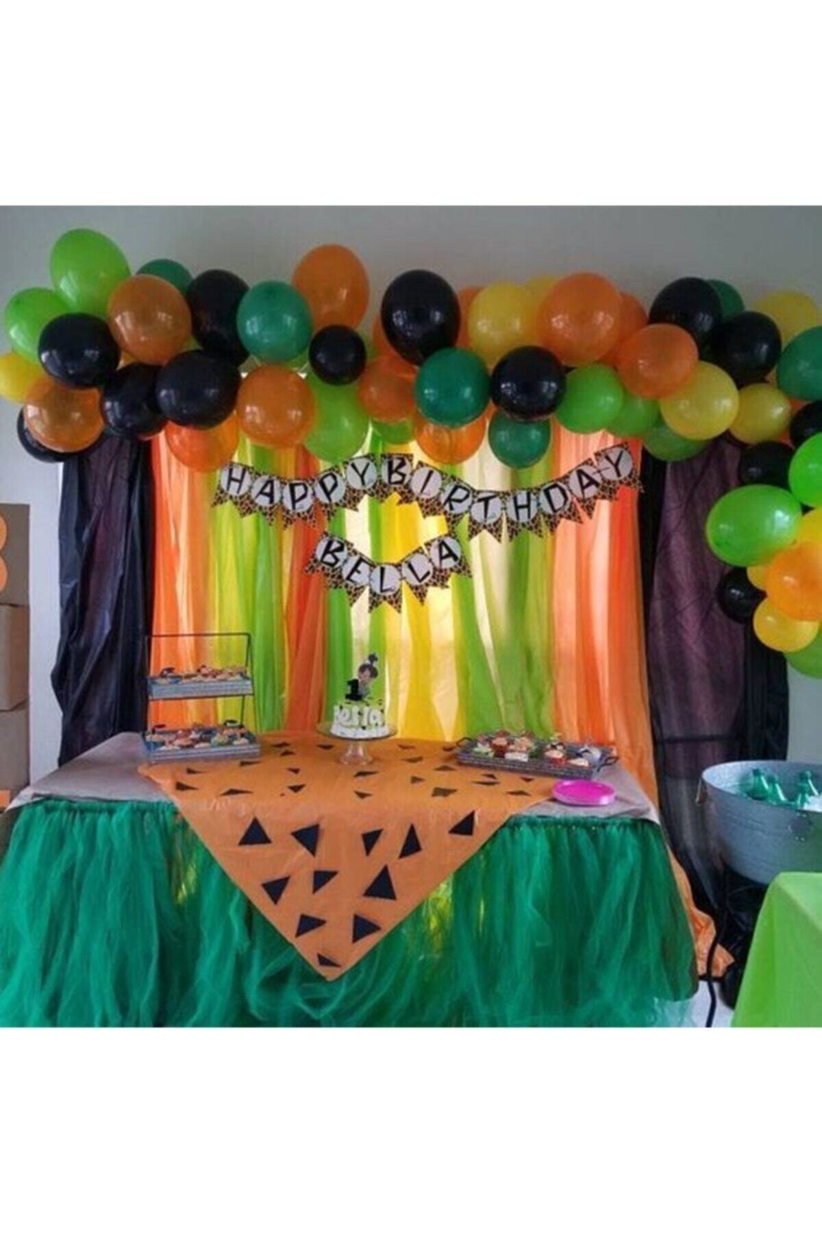 tmgrup Taş Devri Konsept 100 Adet Balon Ve Balon Zinciri Metalik Balon