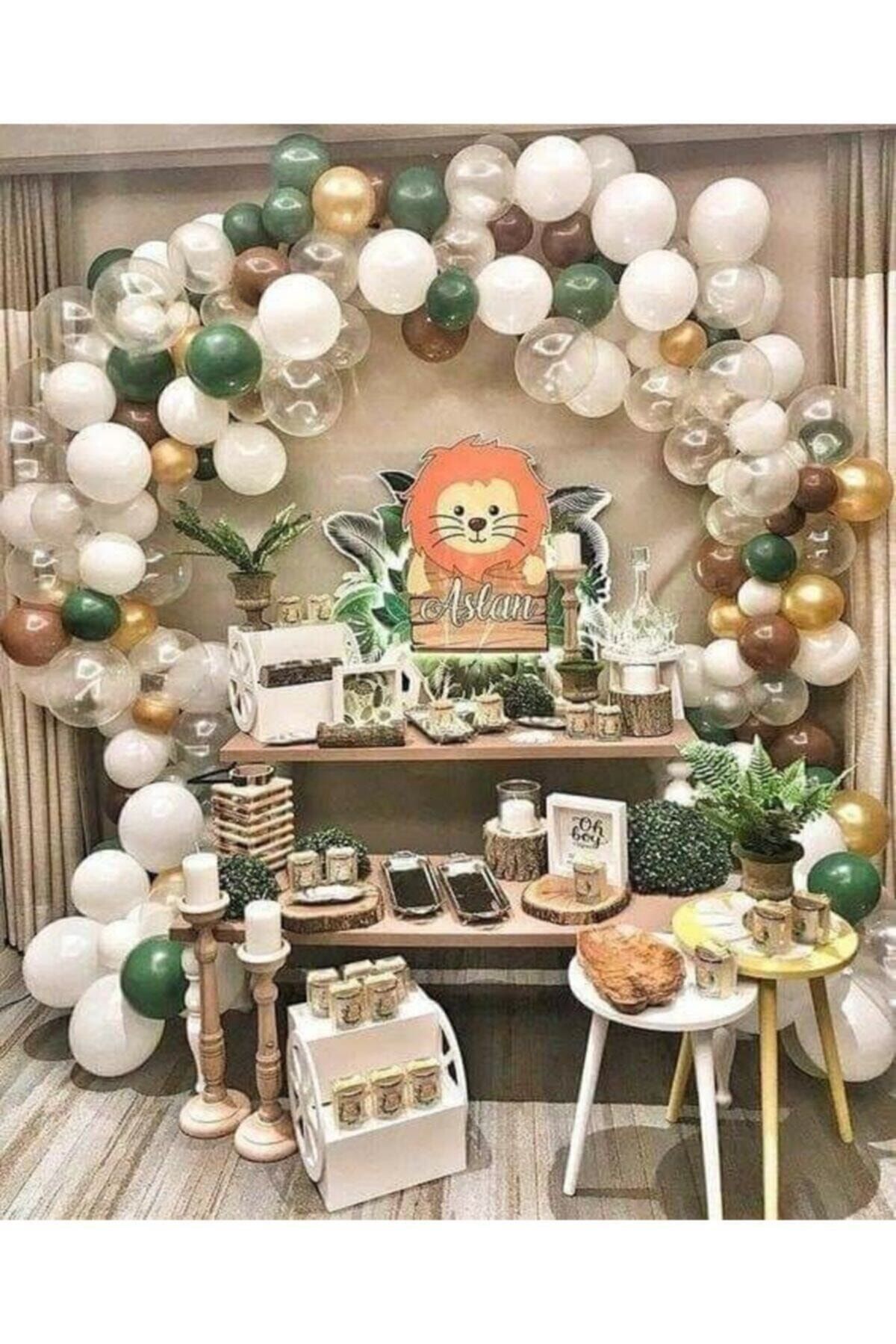 tmgrup Safari Konsept Balon ve Balon Zinciri 100 Adet Metalik Balon