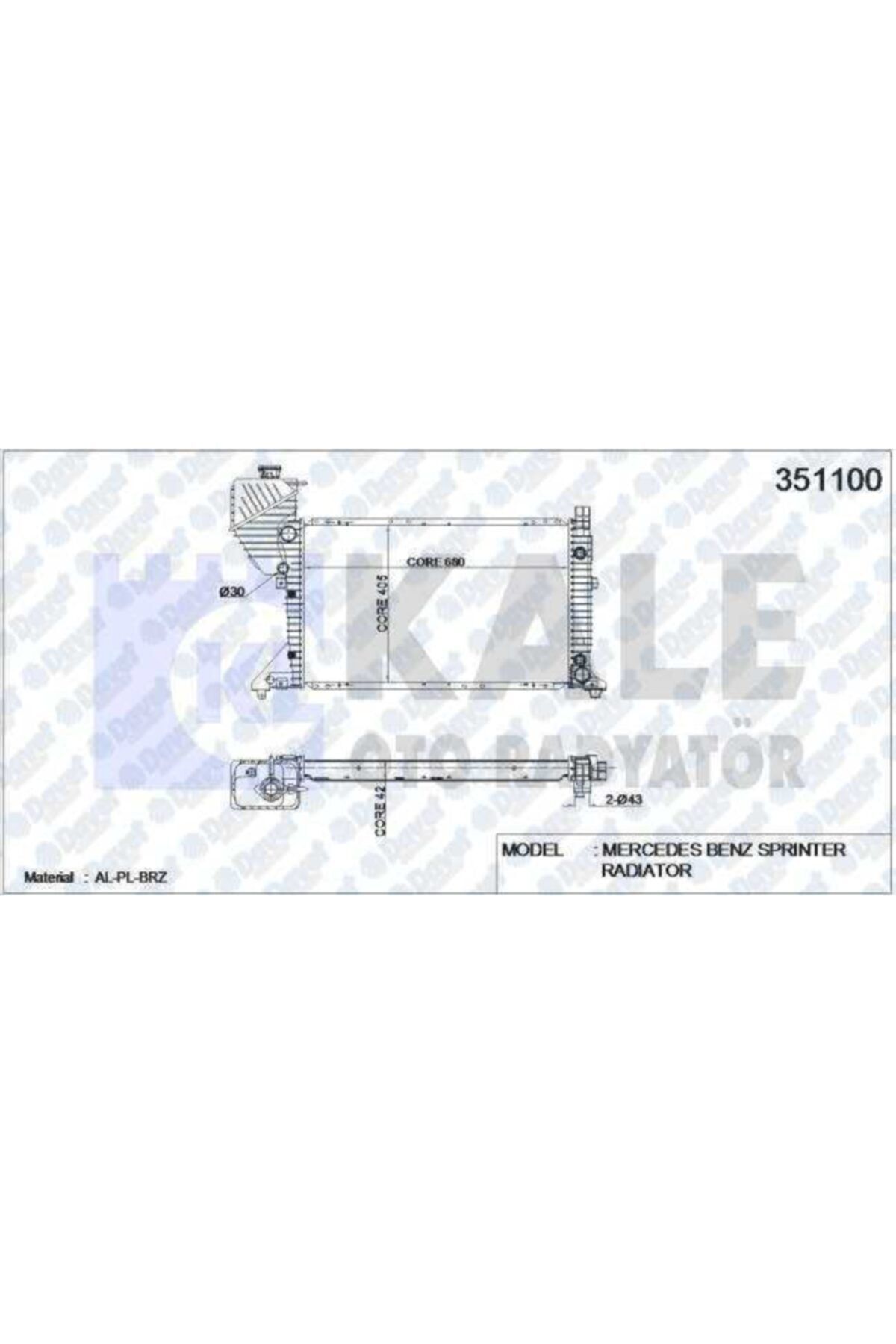 Parçafoni Su Radyatoru Mb Sprınter 680x405x32 Al/pl/brz