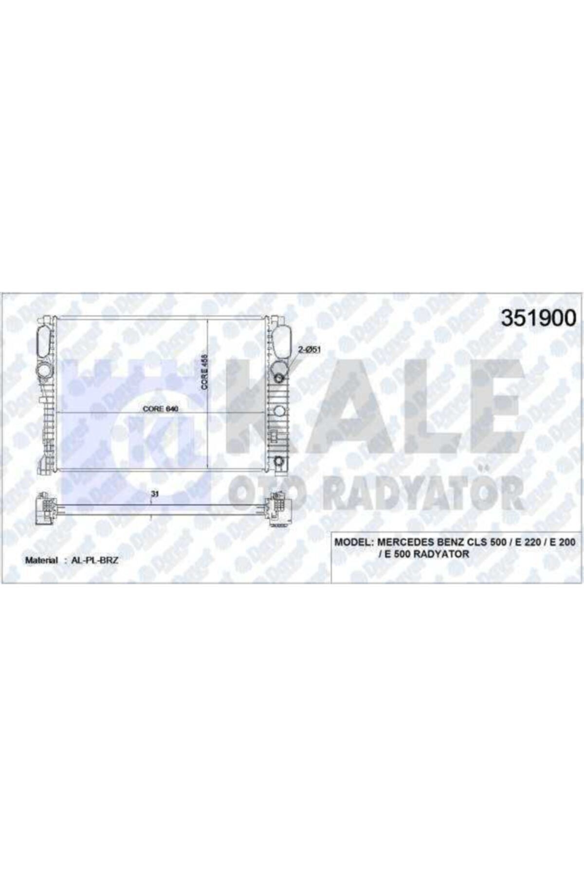 Parçafoni Su Radyatoru Mb Cls 500-e 220-e 200-e 500 640x463x32 Al/pl/brz
