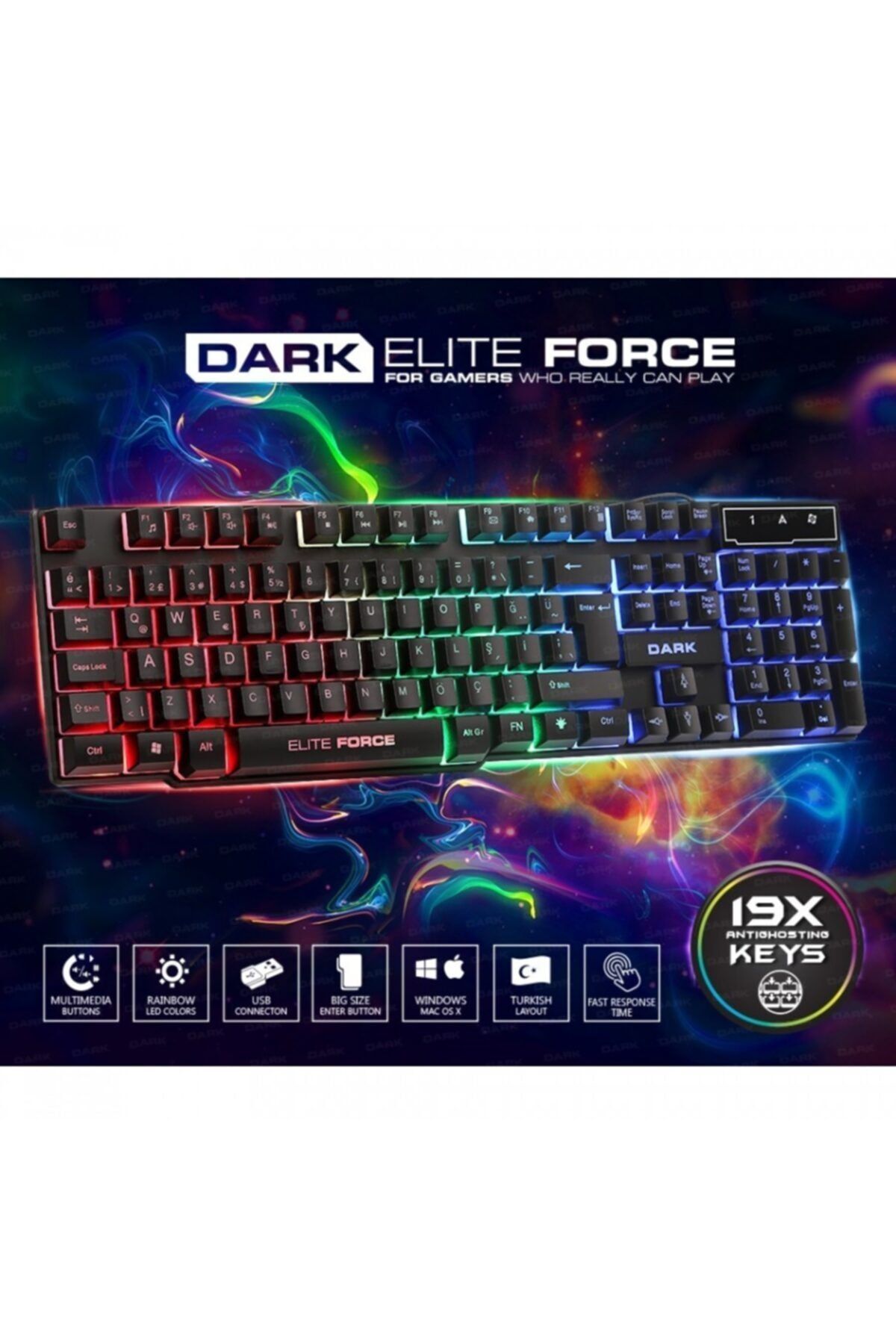 Dark Dk-ac-gk1000 Tr Usb Standart Siyah Gamer/ışıklı Q Klavye