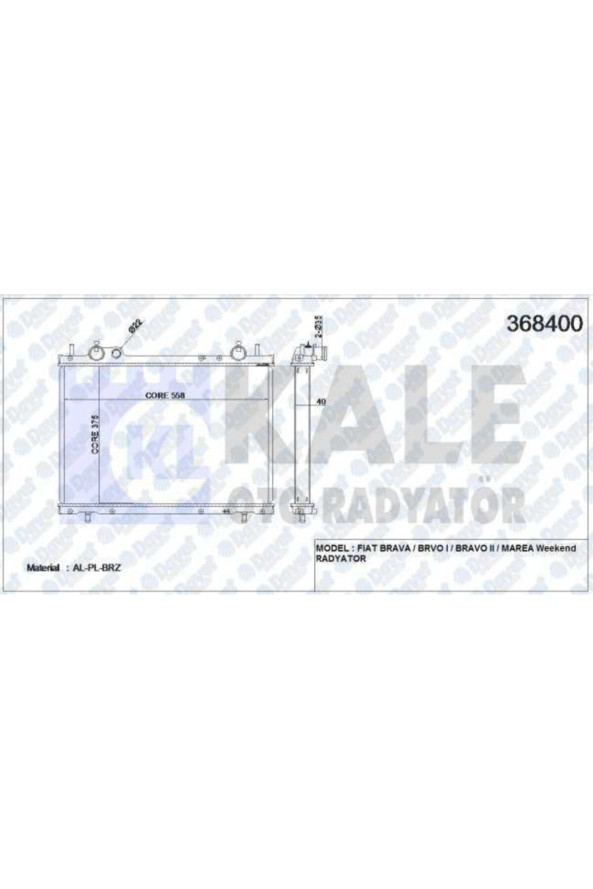 Parçafoni Su Radyatoru Brava-bravo-marea 1.9 558x375x40 Al-pl-brz Manuel