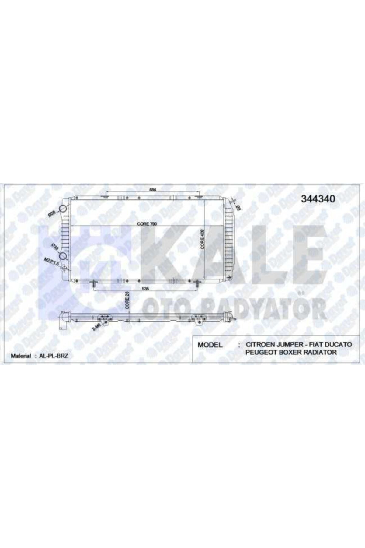 Parçafoni Su Radyatoru Ducato Iıı Peugeot Jumper Boxer 97-02 1.9d-2.5d-2.8hdı Ac+mek 790x4