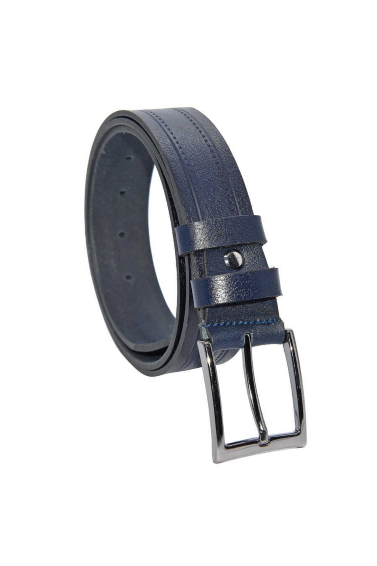 Süzer Deri 3.5 Cm. Klasik Hakiki Deri Kemer Lacivert Desenli