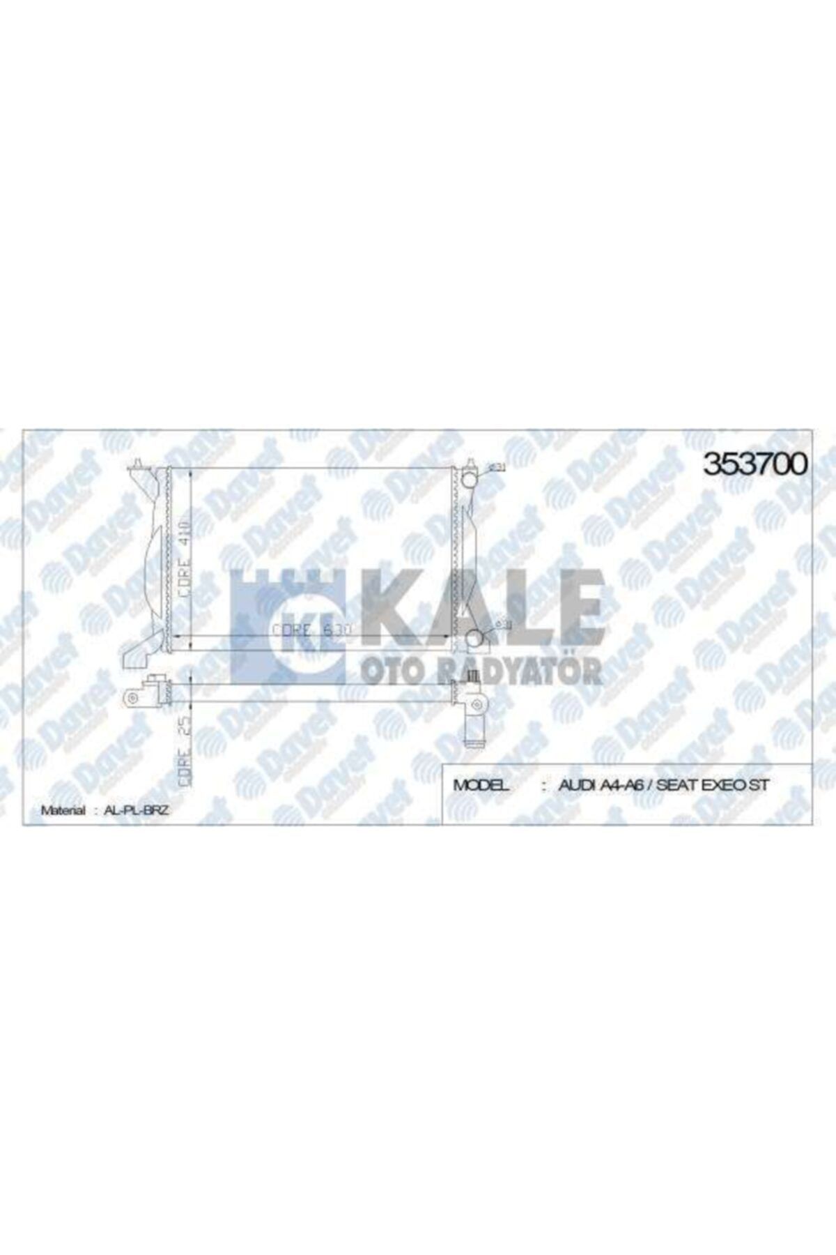 Parçafoni Su Radyatoru Audı A4 00-04=08 A6 01-05 Exeo 08= Al/pl/brz 632x408x26 Manuel