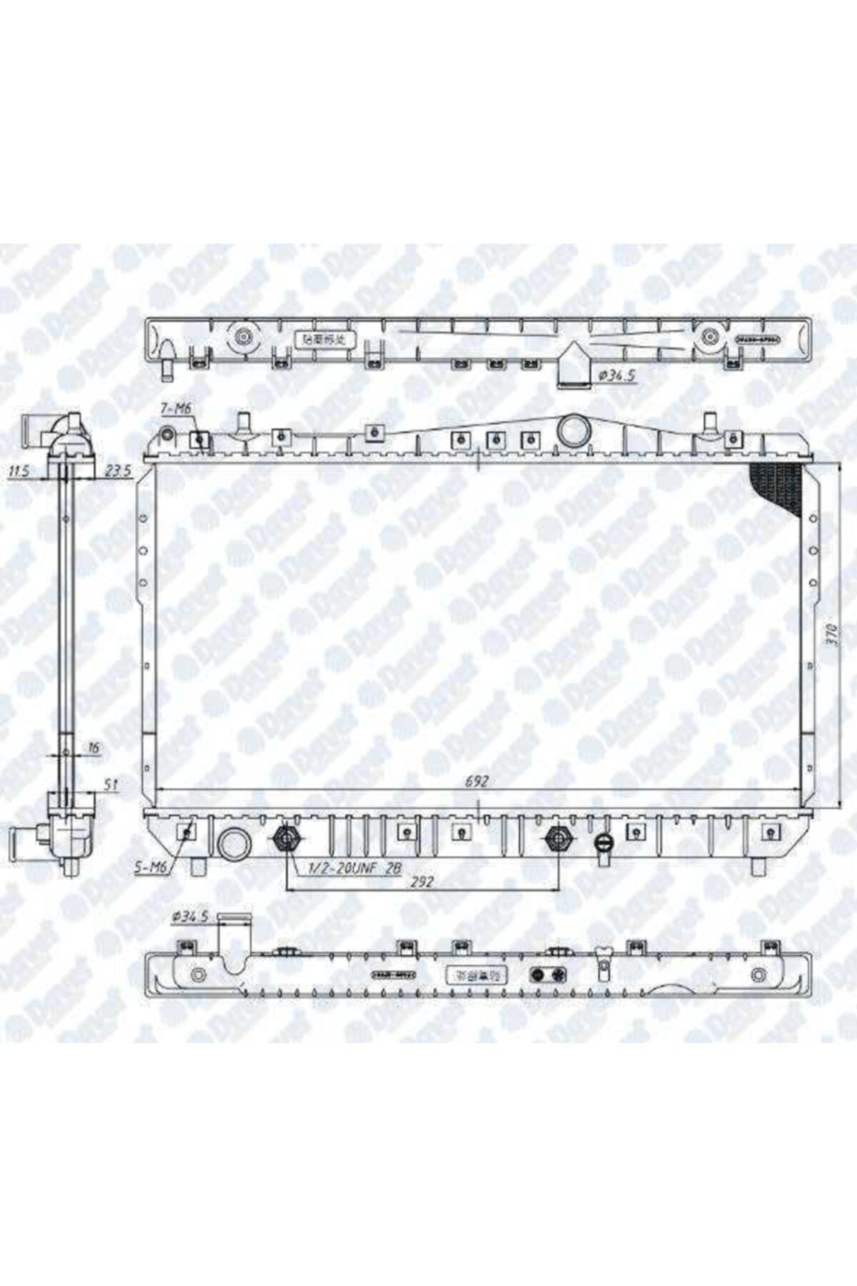 Parçafoni Su Radyatoru Chevrolet Rezzo Al/pl/brz 370x698x16