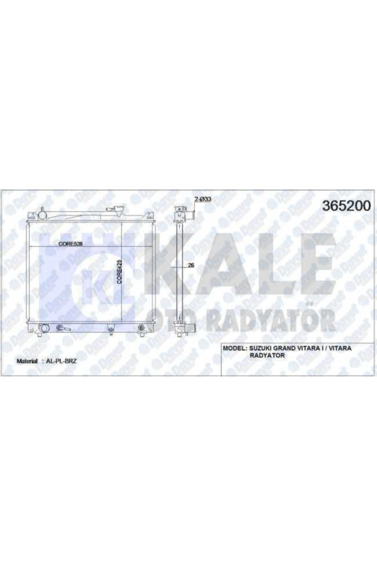 Parçafoni Su Radyatoru Suzukı Grand Vıtara I-vıtara 425x528x26 Al/pl/brz Otomatık