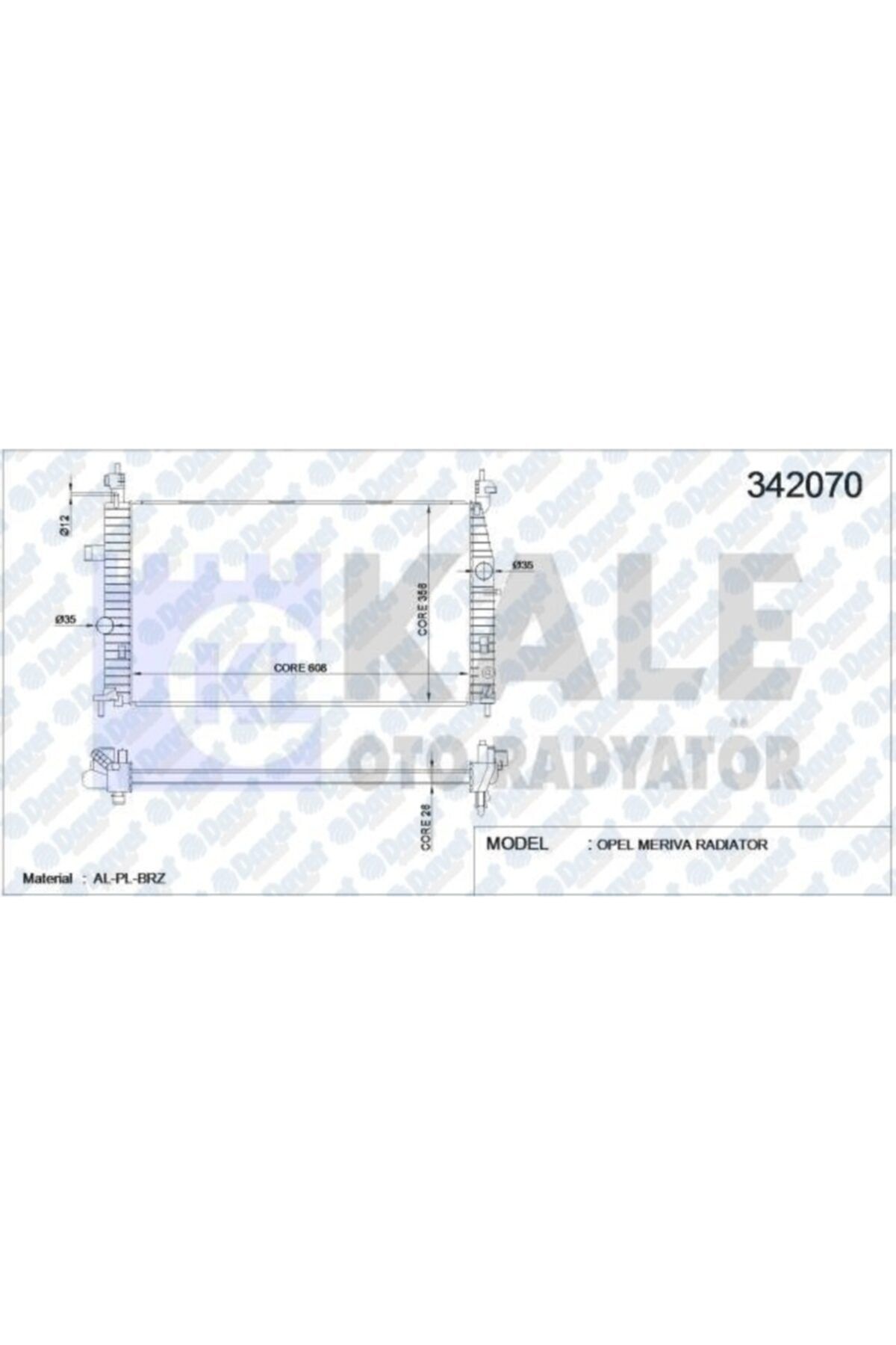 Parçafoni Su Radyatoru Opel Merıva 1.4 16v twınport 1.6 16v / 1.8 03-10 Al/pl/brz Manuel