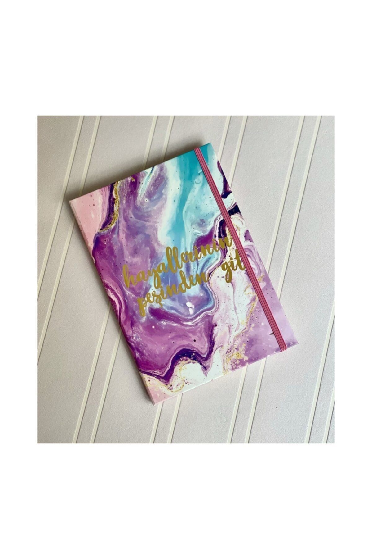 Lolla Box Mermer Desenli Hayallerinin Peşinden Git Motto Tasarımlı Lastikli Defter