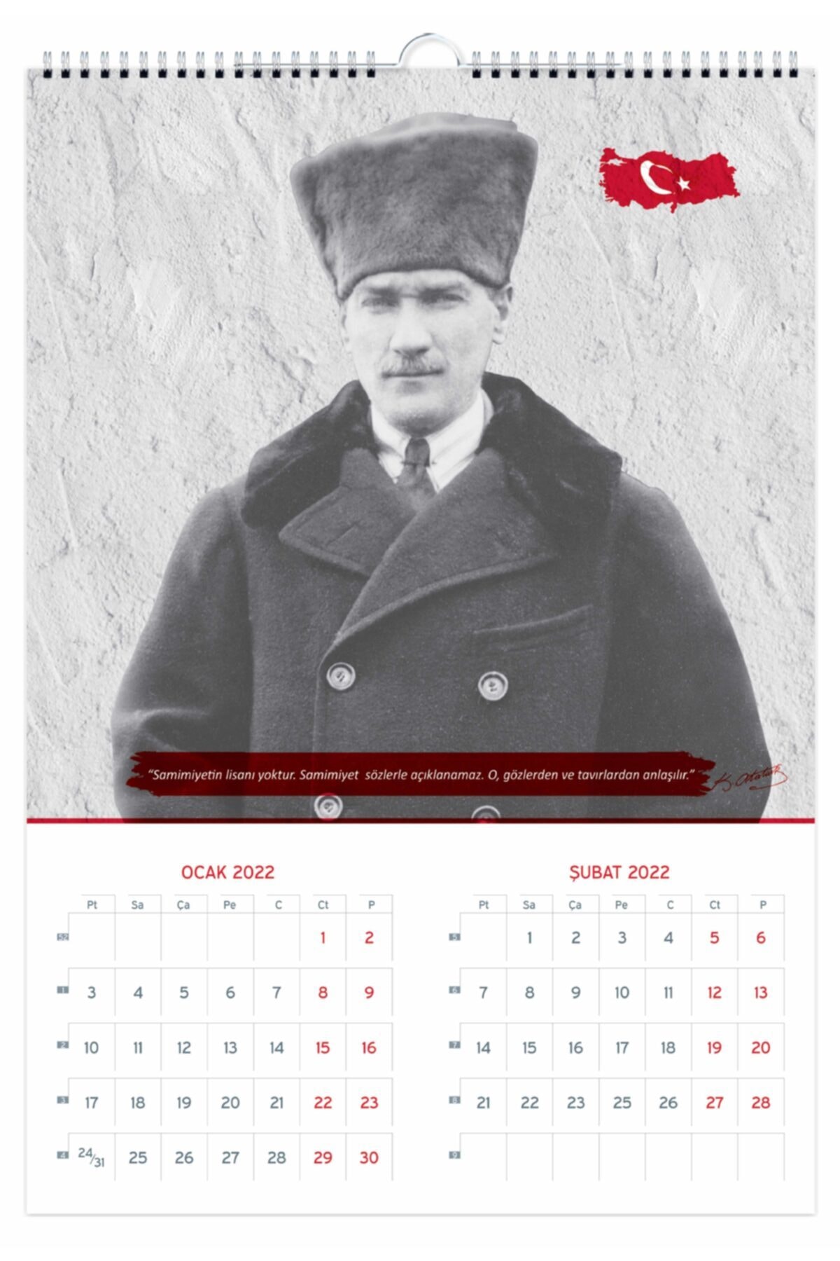 StickerArt 2022 Atatürk Duvar Takvimi Denizci Gemici Takvimi 33x48 cm