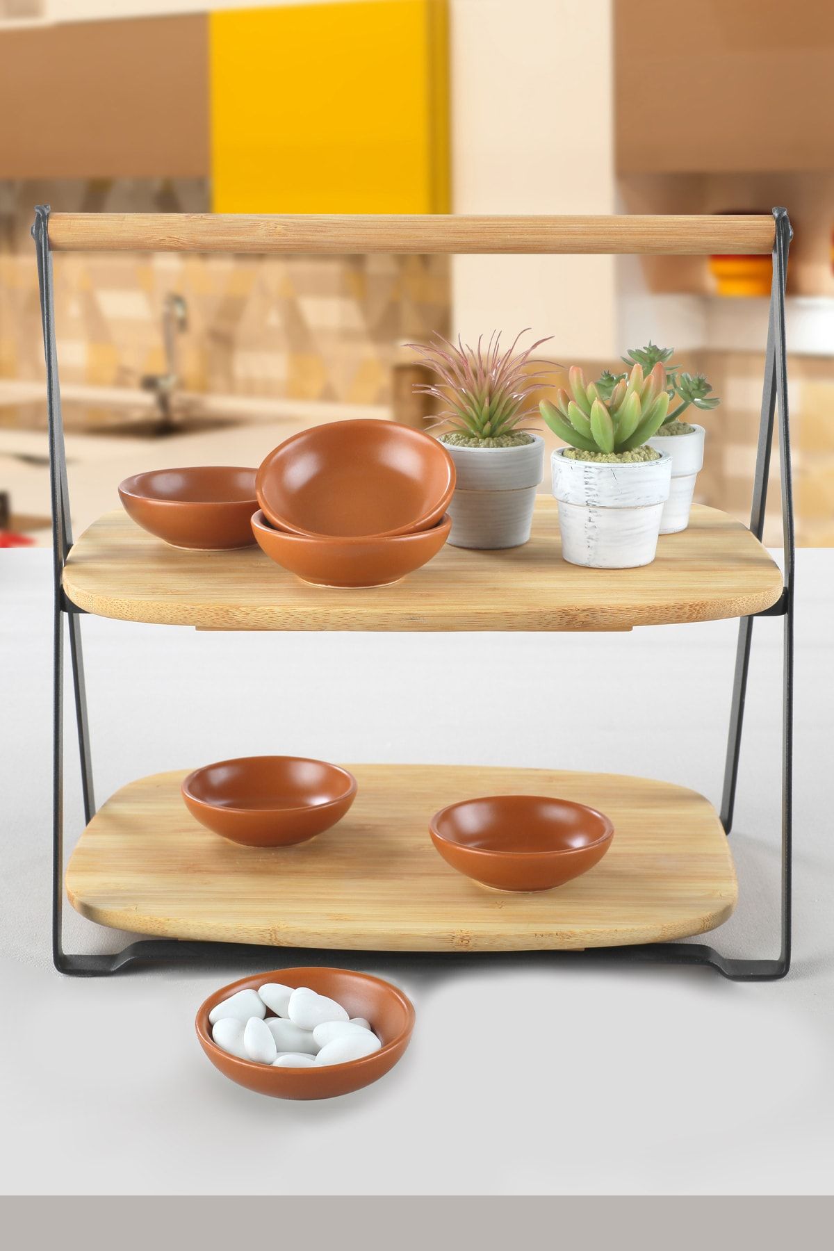 Keramika Mat Sütlü Kahve Mini Halka Çerezlik/sosluk 7 Cm 6 Adet