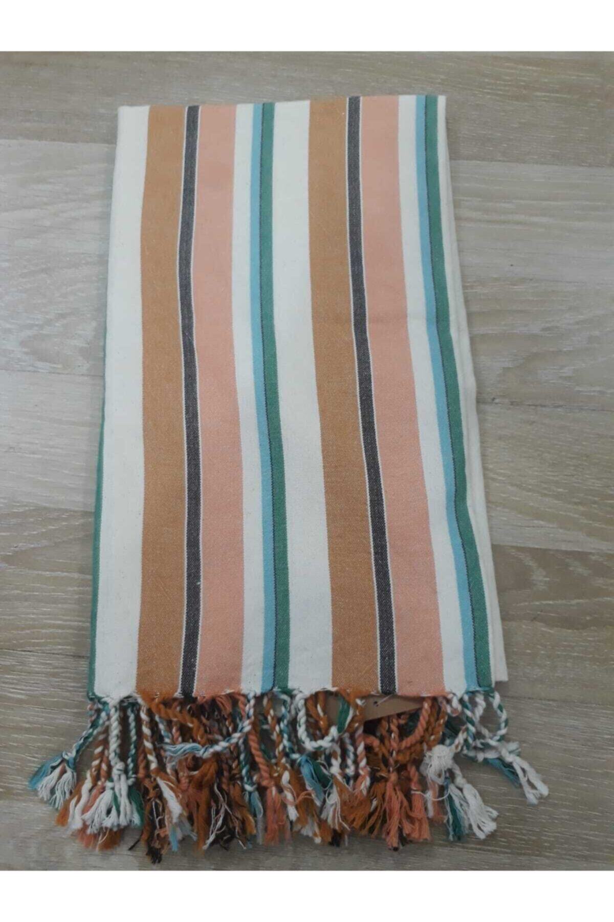Peştemal Home Renkli Çizgili Kara Tezgah Dokuma Peştemal