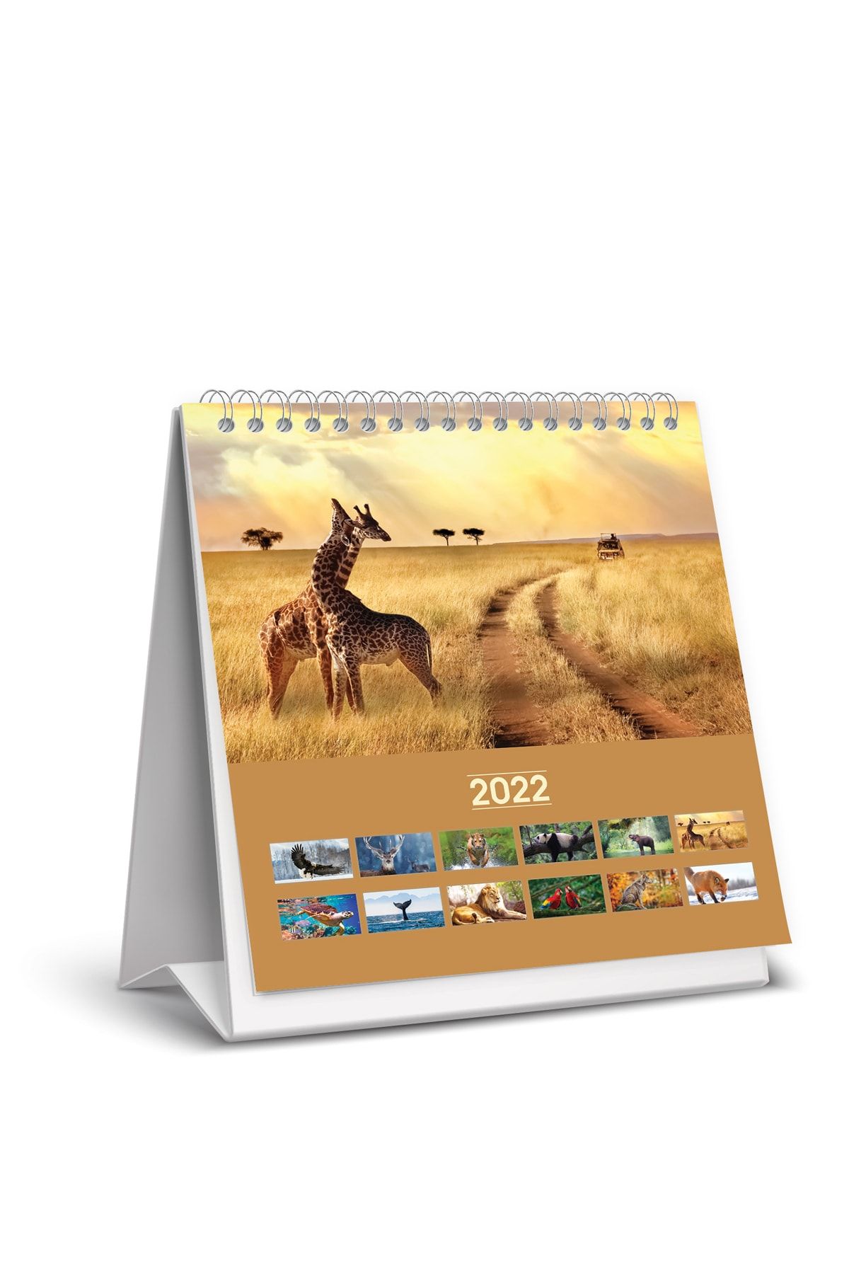 KESKİN COLOR 15x15cm Kare 2022 Üçgen Masa Takvimi 820801 Vahşi Doğa