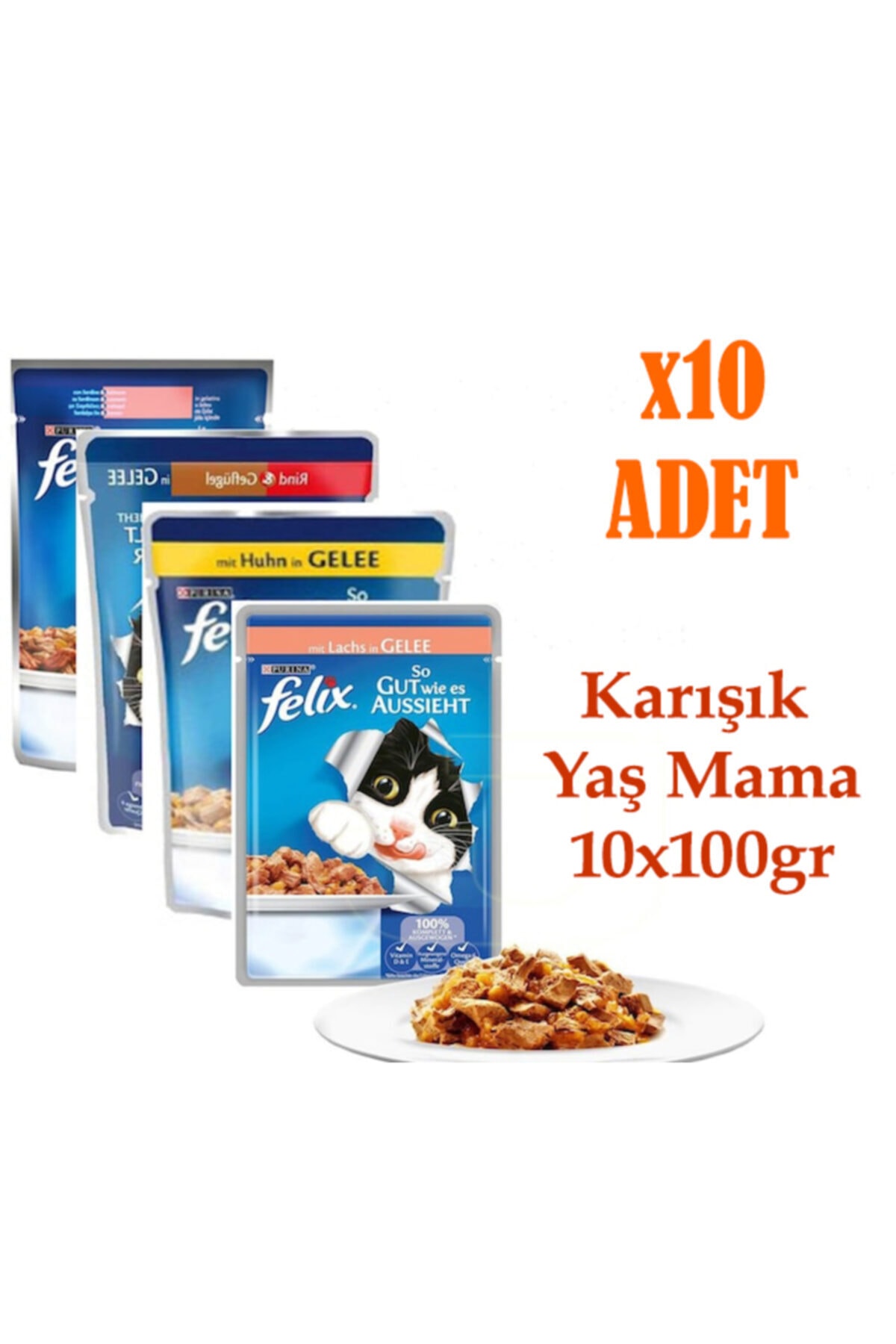 Purina Felix Felix Karışık Etli Pounch 10lu Ekonomik Paket