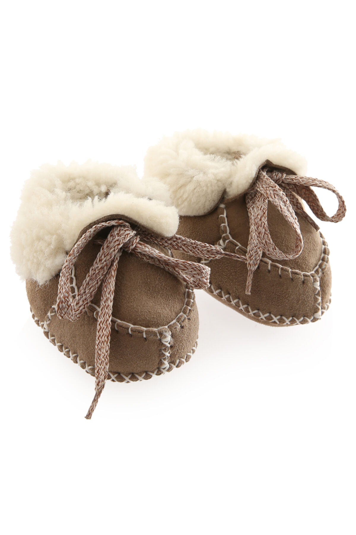 by babes for babes Hakiki Deri Kürklü Unisex Bebek Panduf