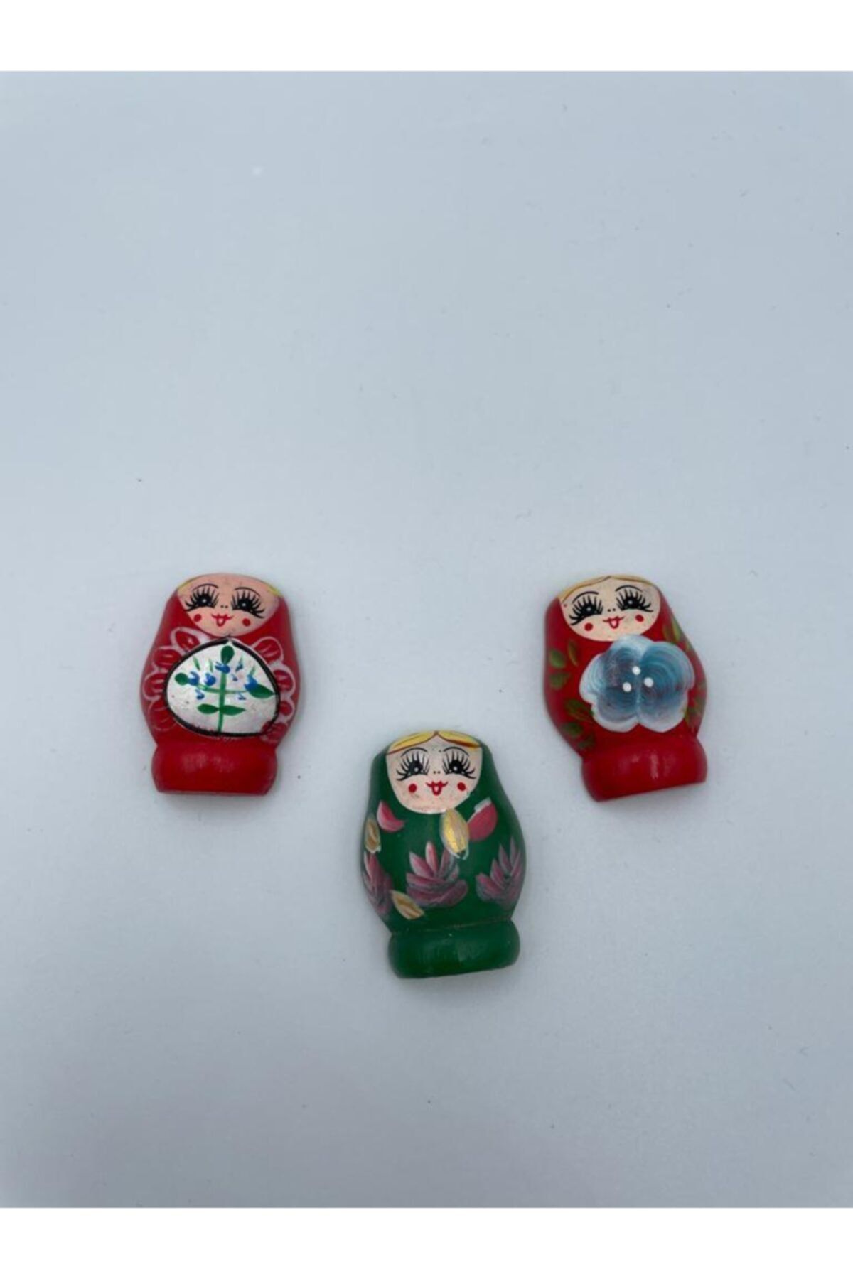 BonbonButik Matruşka Görünümlü Ahşap Magnet 3 Lü Set