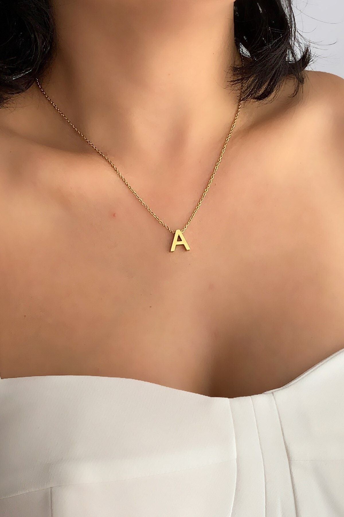 Çlk Accessories Çelik A Harf Kolye Çlkkolyea B34003
