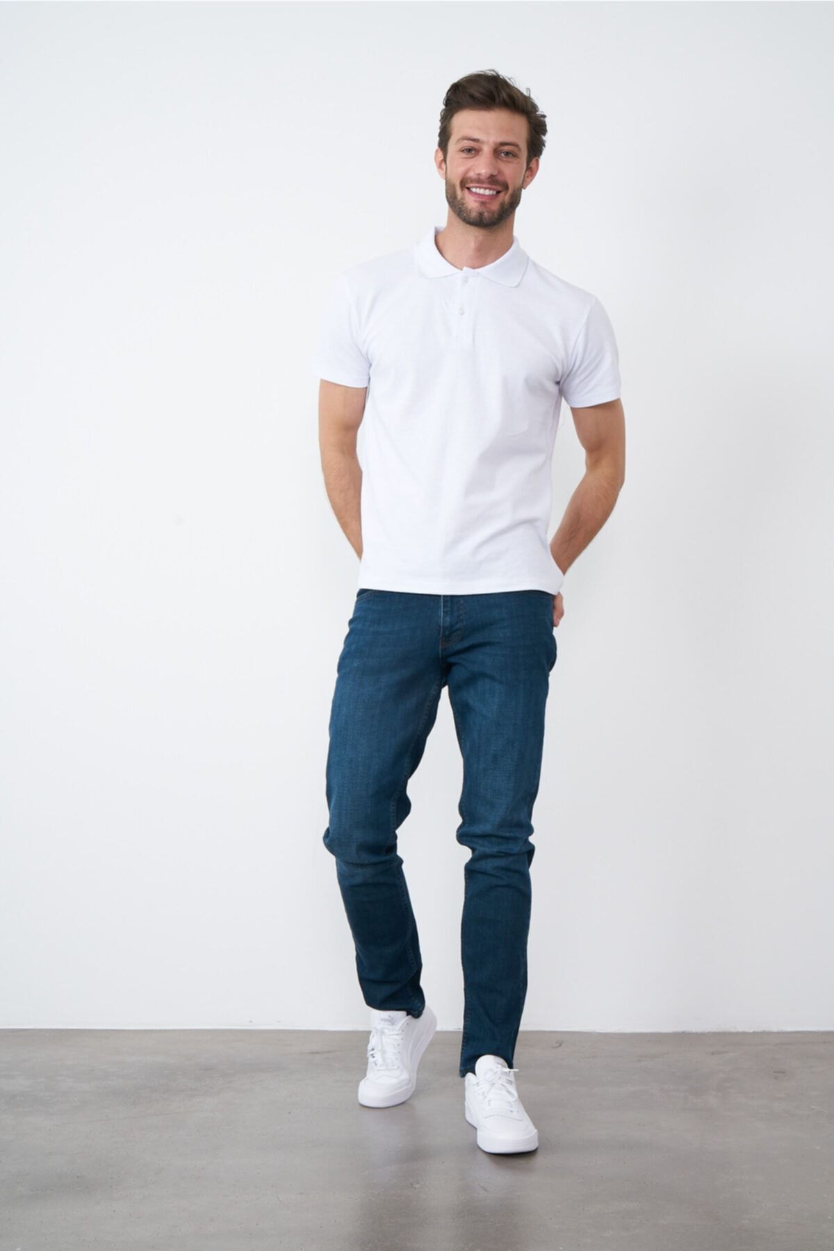 Massa Erkek Pike Polo Yaka Beyaz T-shirt