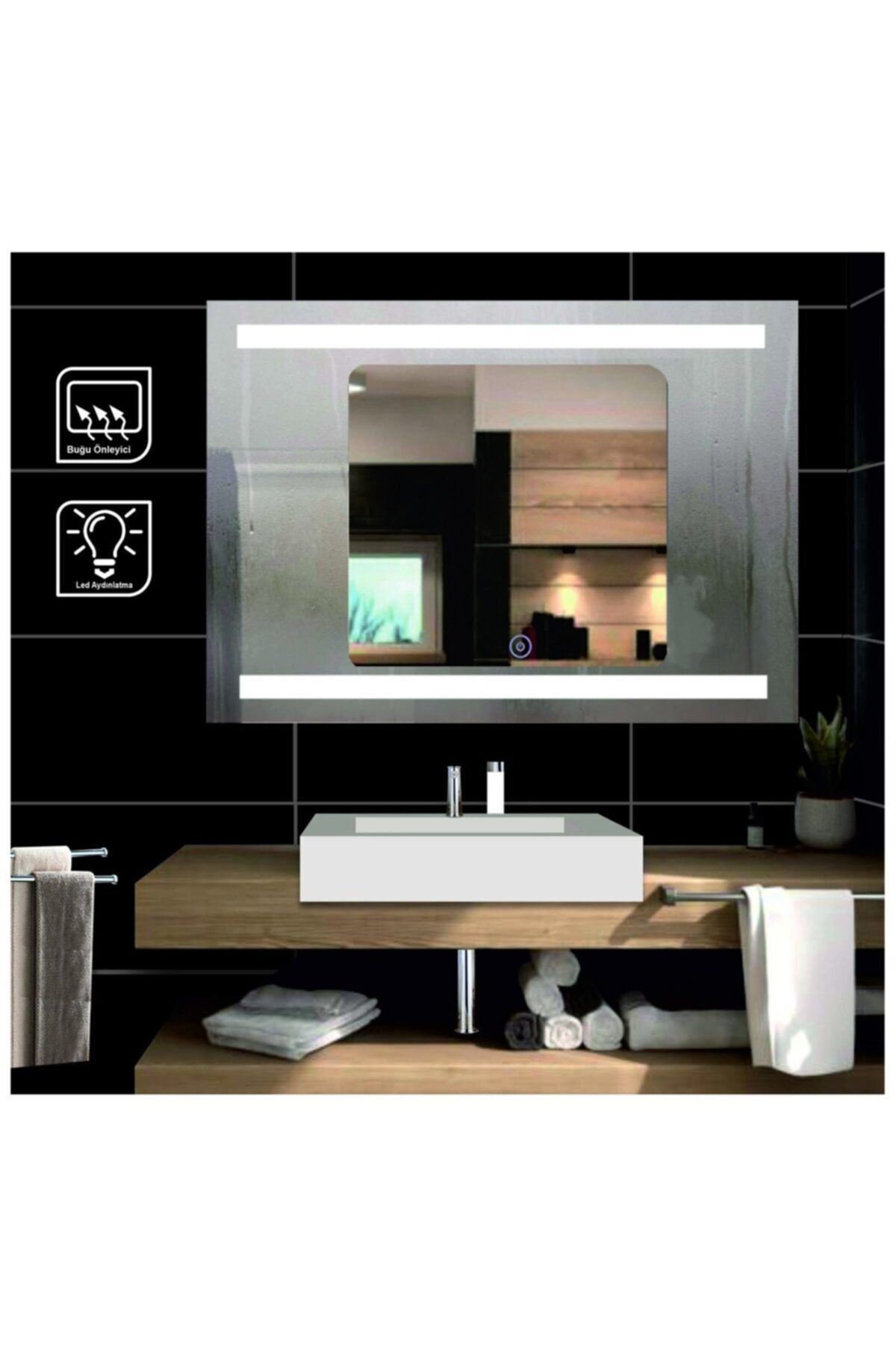 GLOBAL LED MIRROR 60x120 Cm Dokunmatik Tuşlu Buğulanmayan Ledli Banyo Aynası