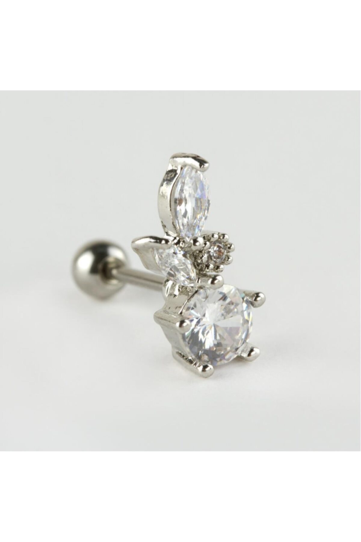 LİS'MARE Çiçek Figürlü Lüks Zirkon Taşlı Çelik Piercing