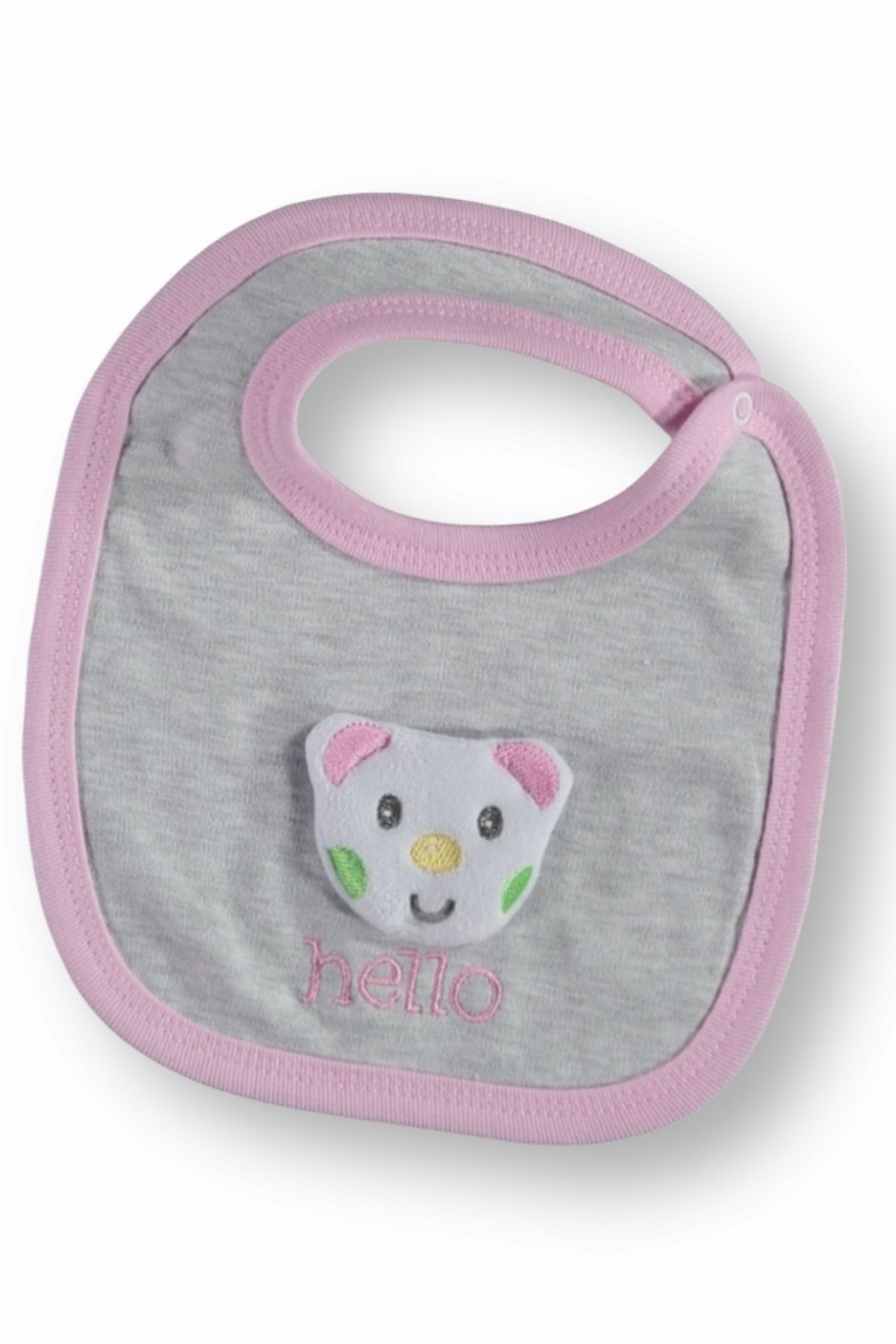 Dodo Baby Hello Ayıcık Figür Kabartmalı Pamuk Çıtçıtlı Bebek Mama Önlüğü