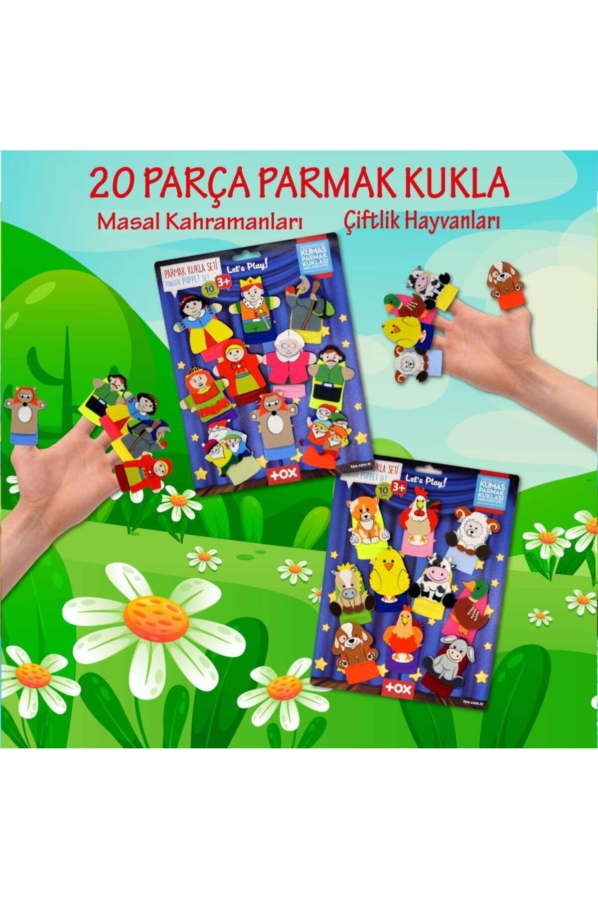 Tox 2 Set - 20 Parça Çiftik Hayvanları Ve Masal Kahramanları Parmak Kukla T225 T220