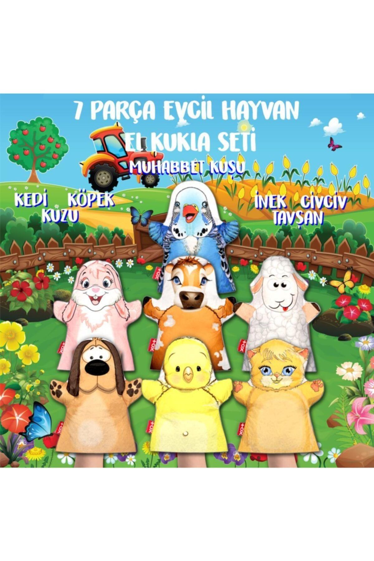 Tox 7 Parça Evcil Hayvanlar El Kukla Set , Eğitici Oyuncak