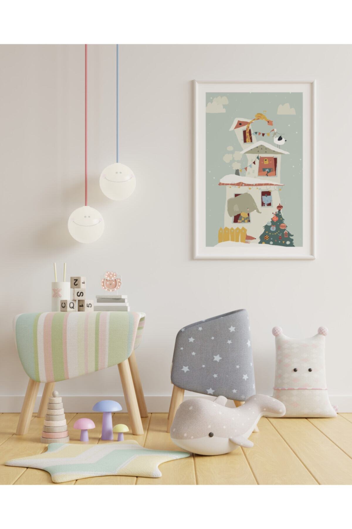 ph92 design Doğal Ahşap Çerçeve 20x30cm Fil Ve Arkadaşları